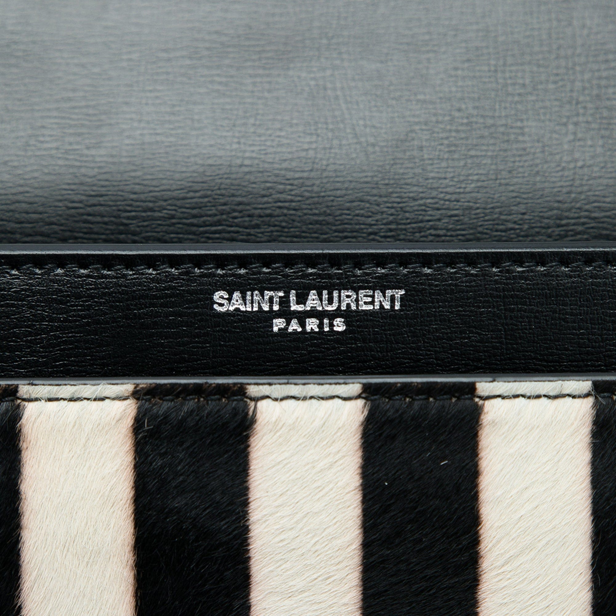 Saint Laurent Medium Striped Ponyhair and Calfskin Monogram Sunset Crossbody