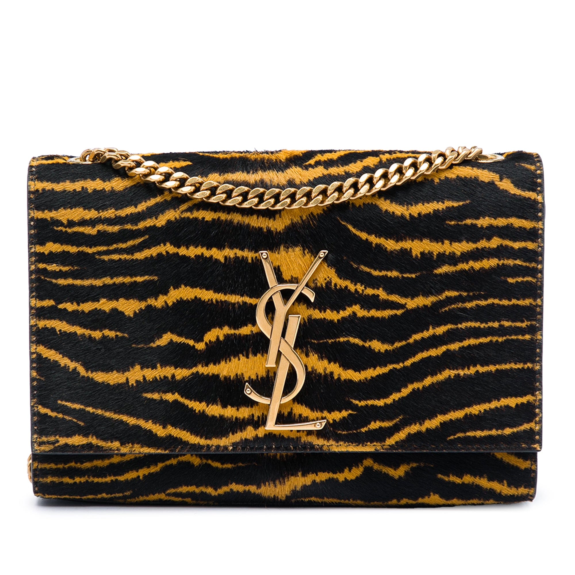 Saint Laurent Small Pony Hair Tiger Print Monogram Kate Crossbody