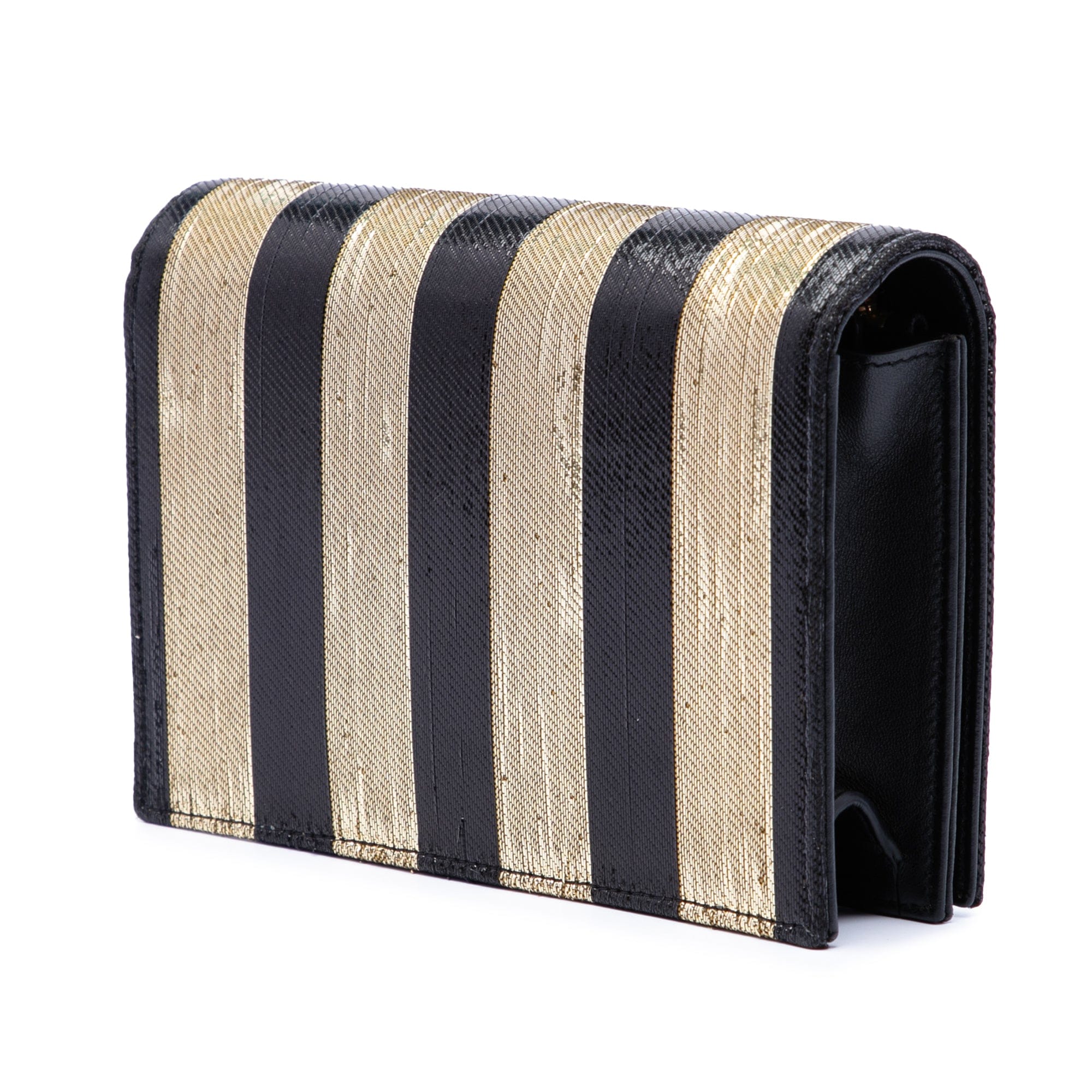 Saint Laurent Metallic Striped Fabric Monogram Kate Crossbody