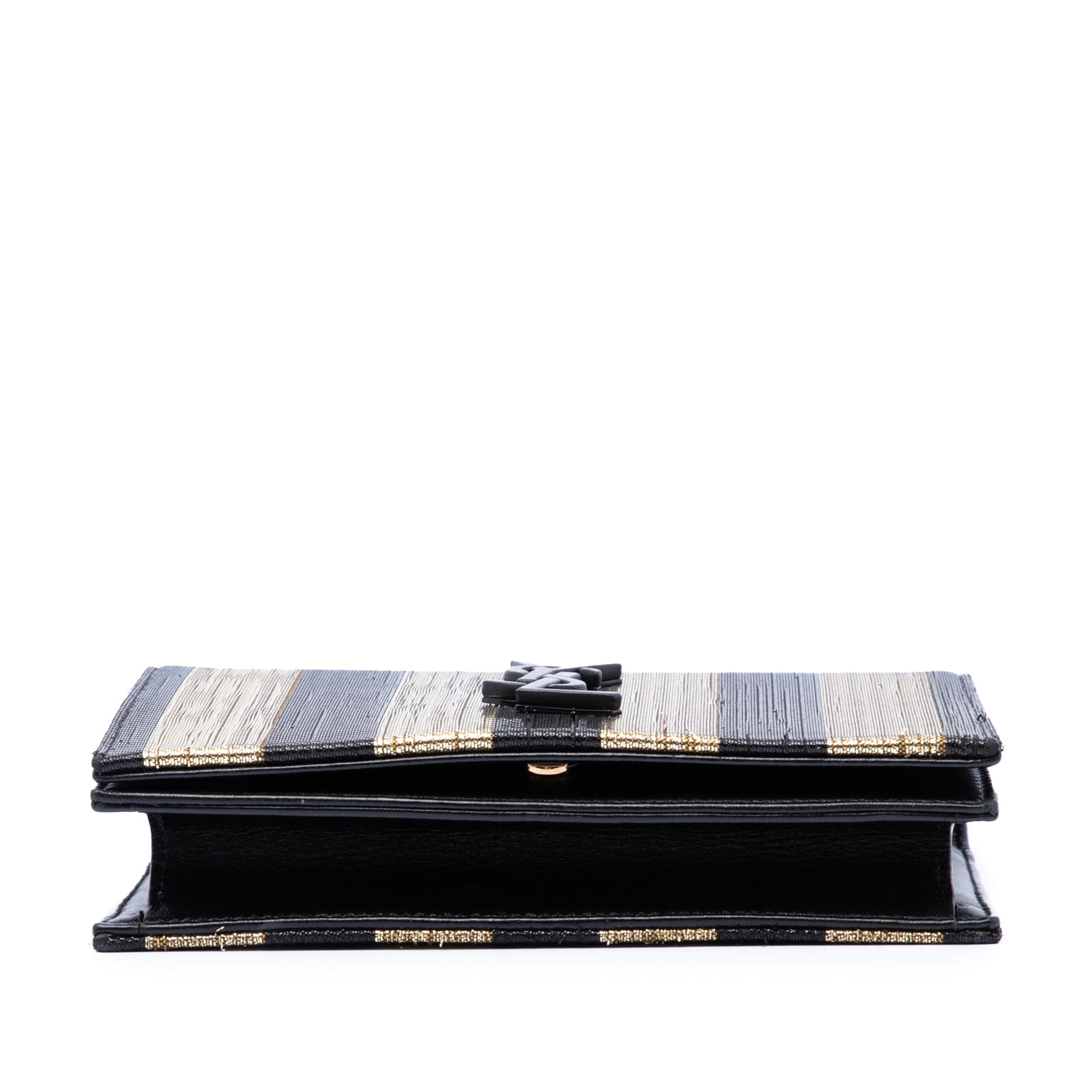 Saint Laurent Metallic Striped Fabric Monogram Kate Crossbody