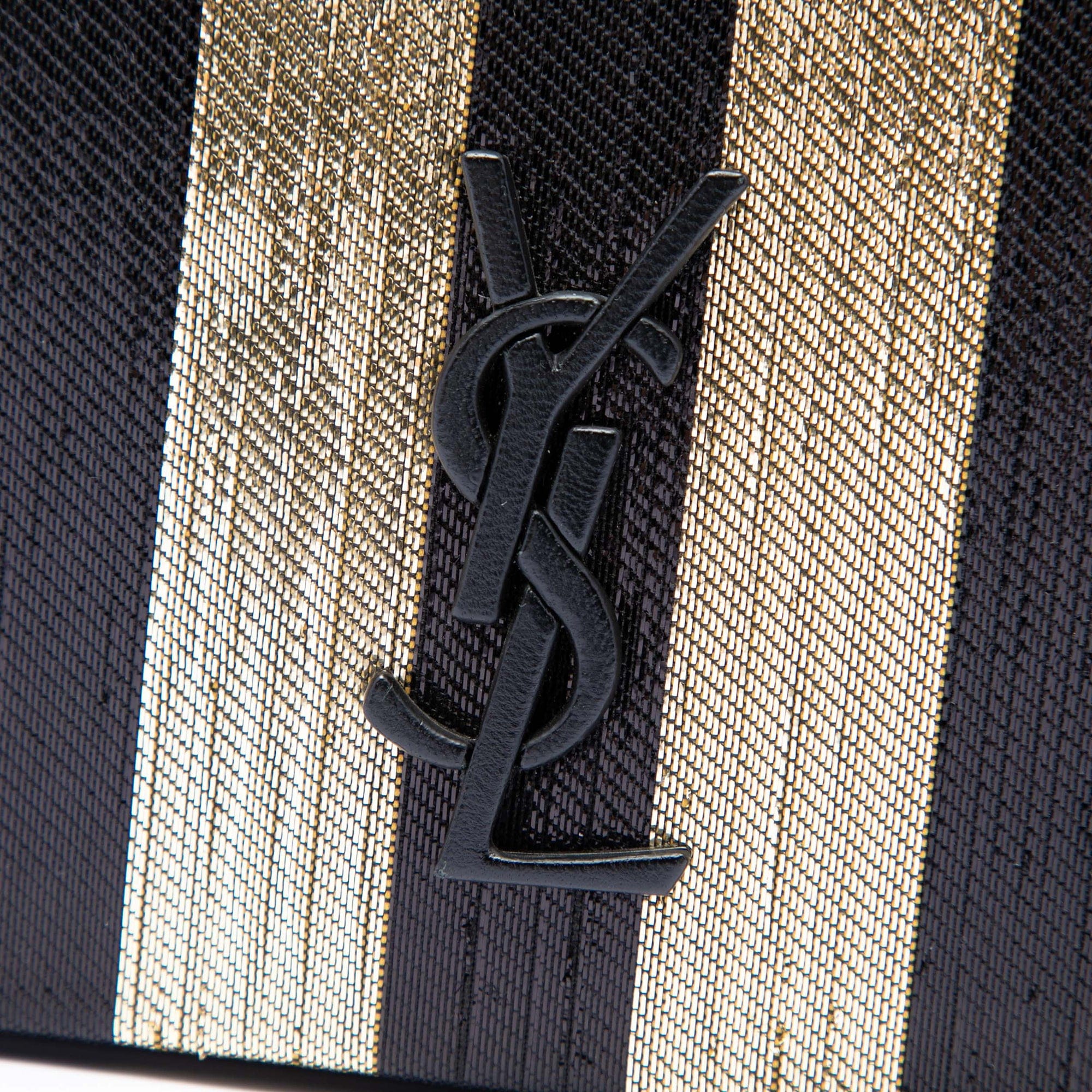 Saint Laurent Metallic Striped Fabric Monogram Kate Crossbody