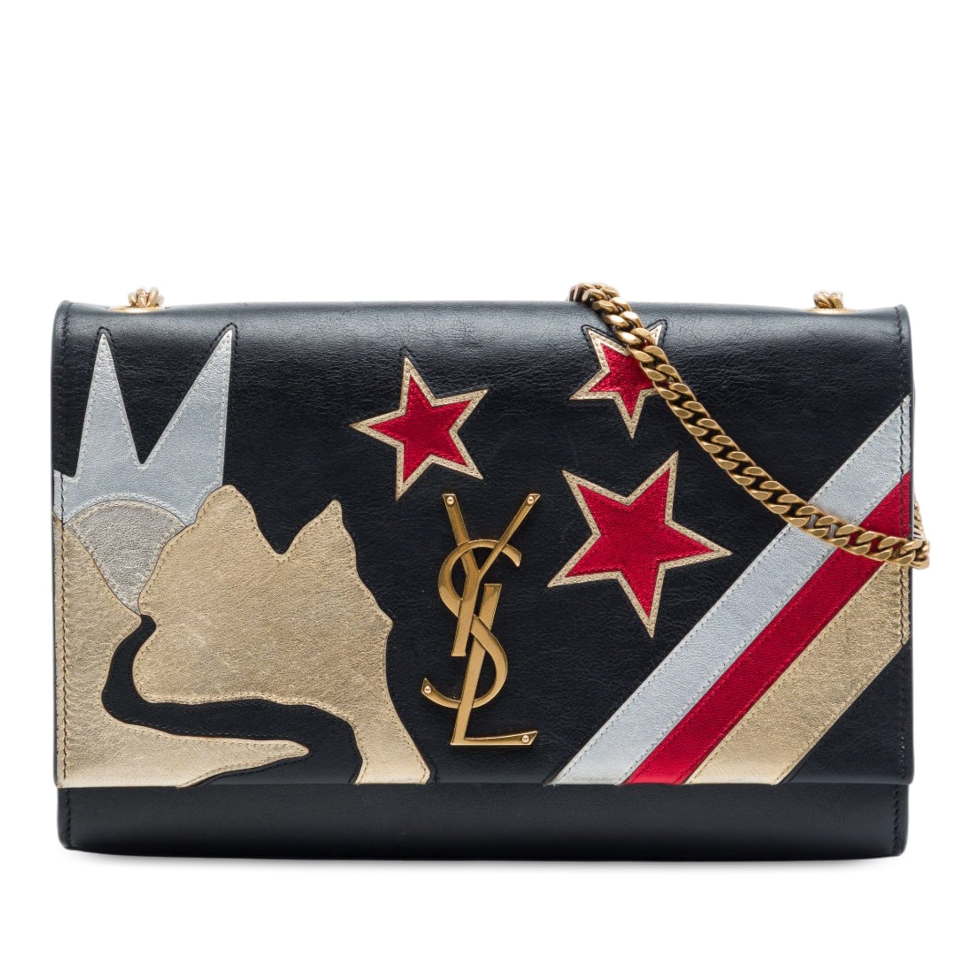 Saint Laurent Medium Smooth Calfskin Rockstar Patchwork Monogram Kate Crossbody