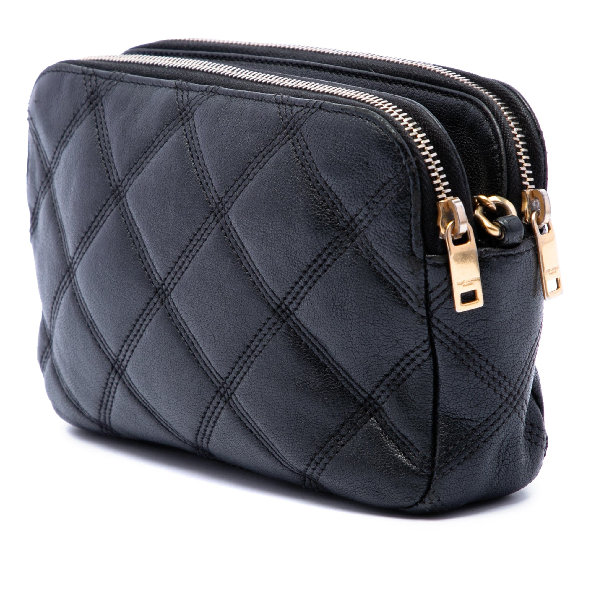 Saint Laurent Mini Quilted Lambskin Becky Double Zip Crossbody