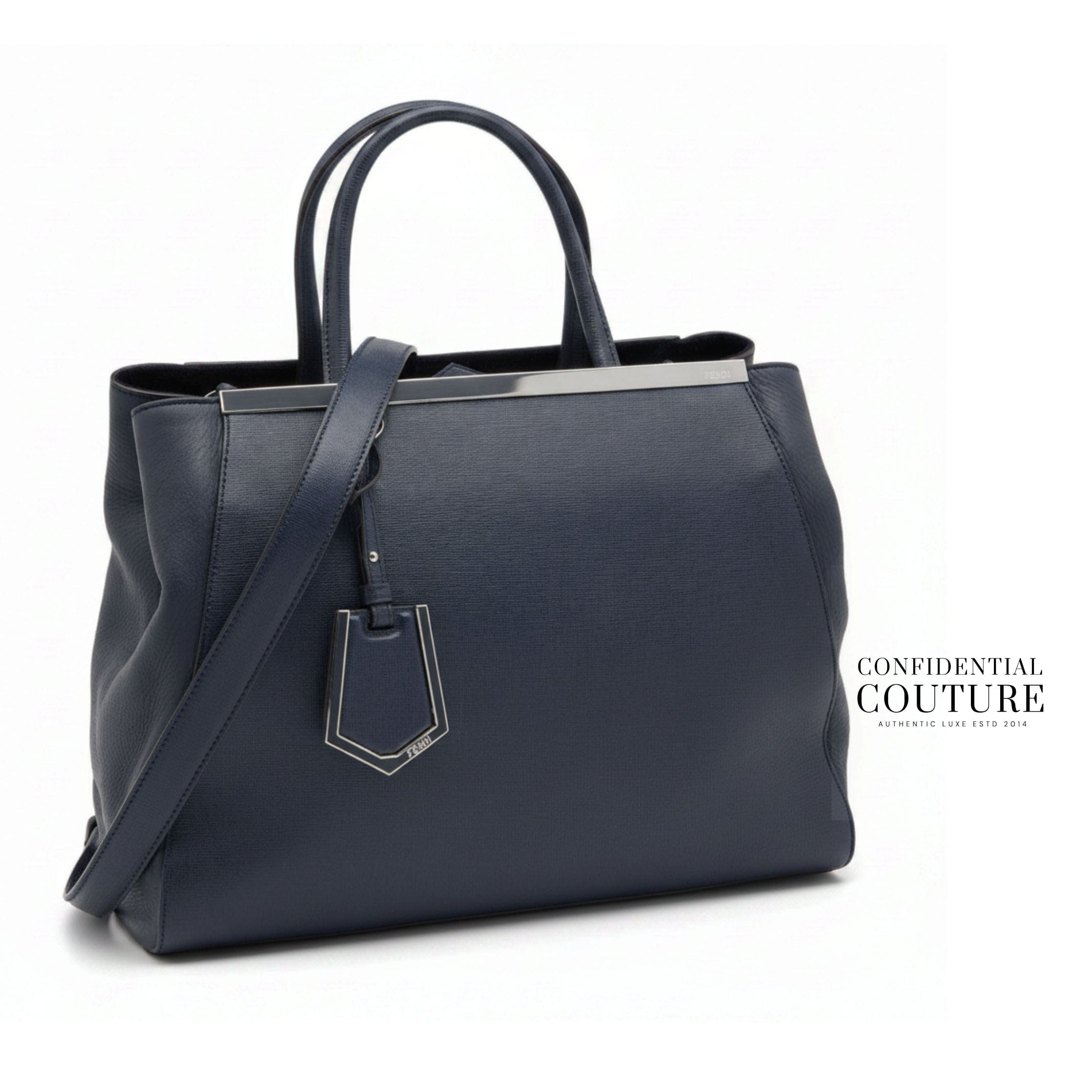 Fendi Navy Medium 2jours Tote Bag