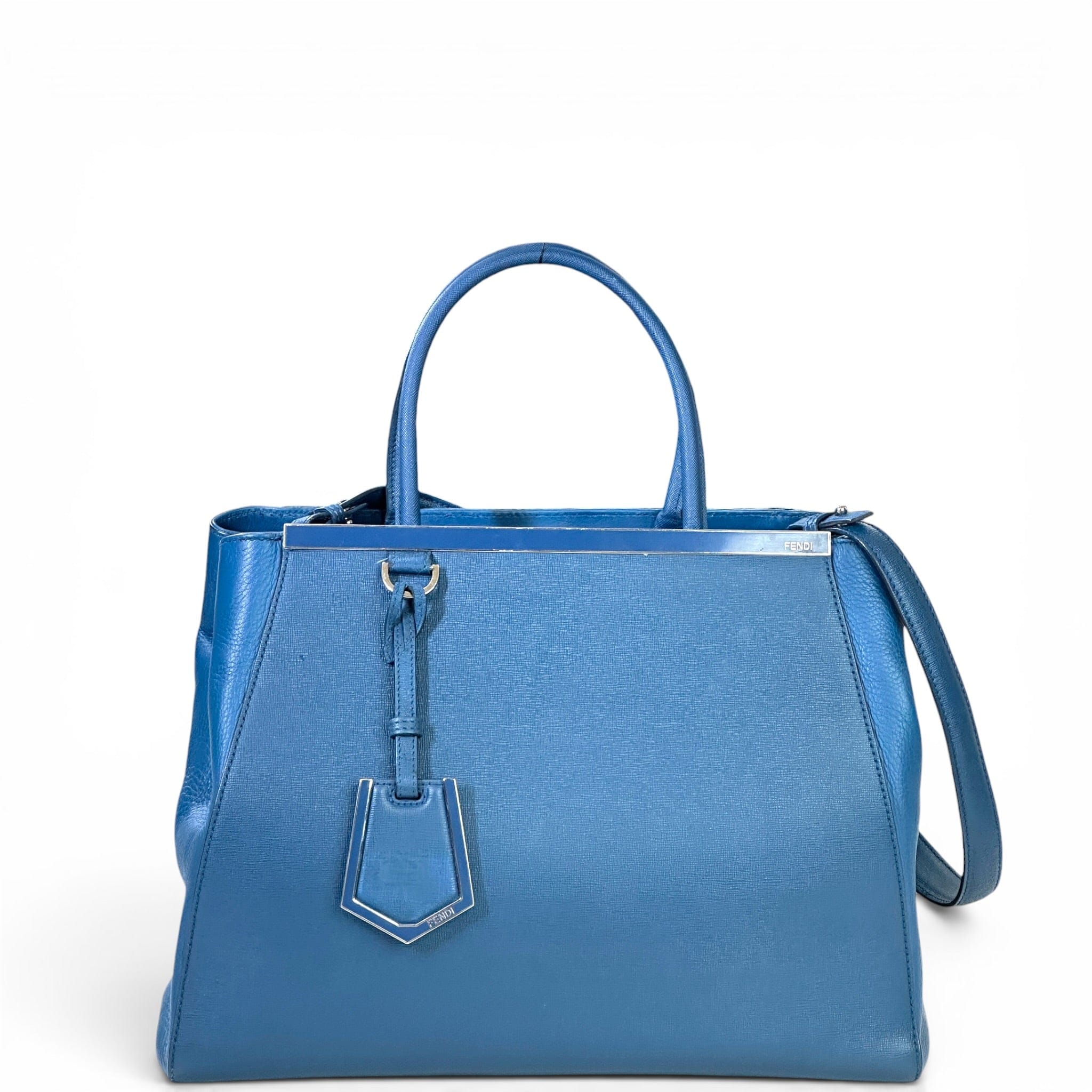 Fendi 2Jours Tote Medium Blue Cobalto Leather