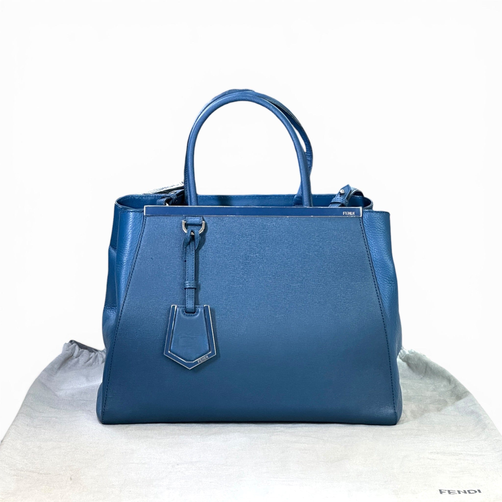 Fendi 2Jours Tote Medium Blue Cobalto Leather