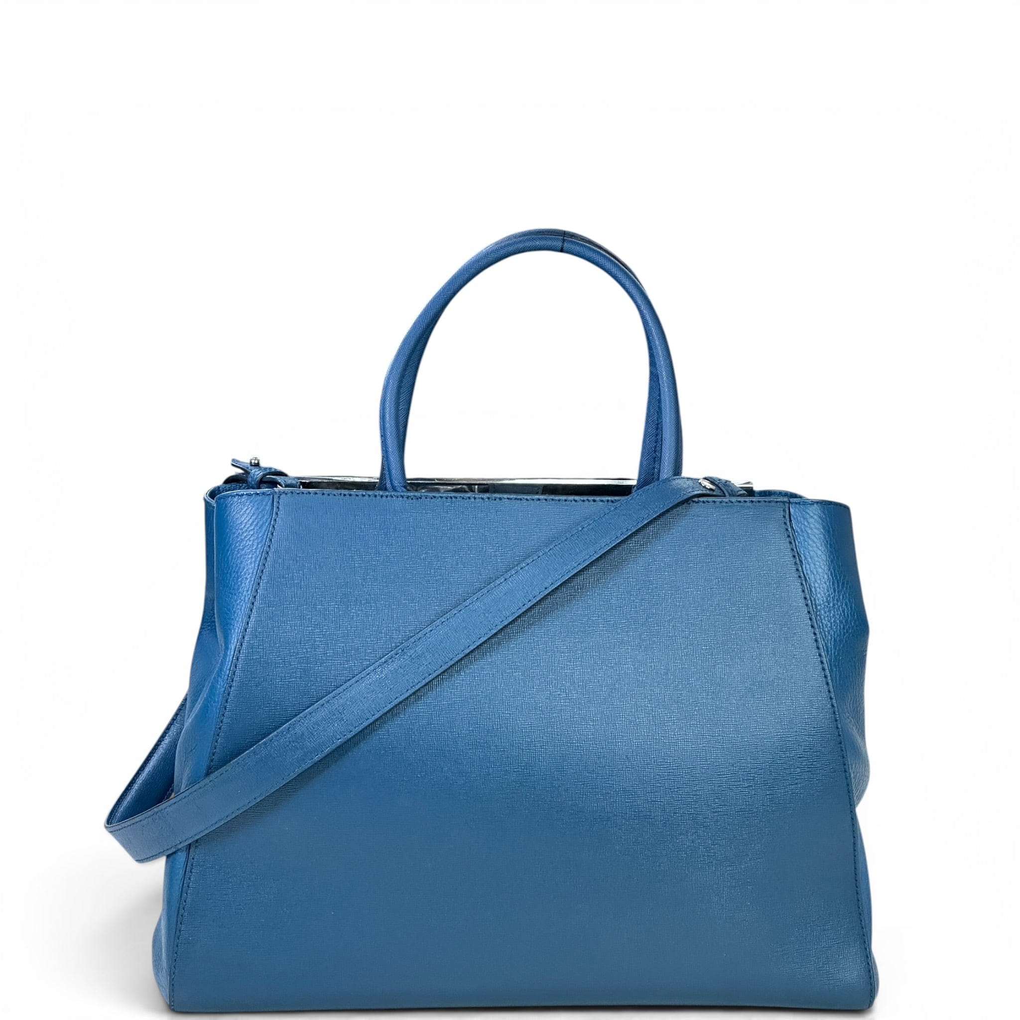 Fendi 2Jours Tote Medium Blue Cobalto Leather