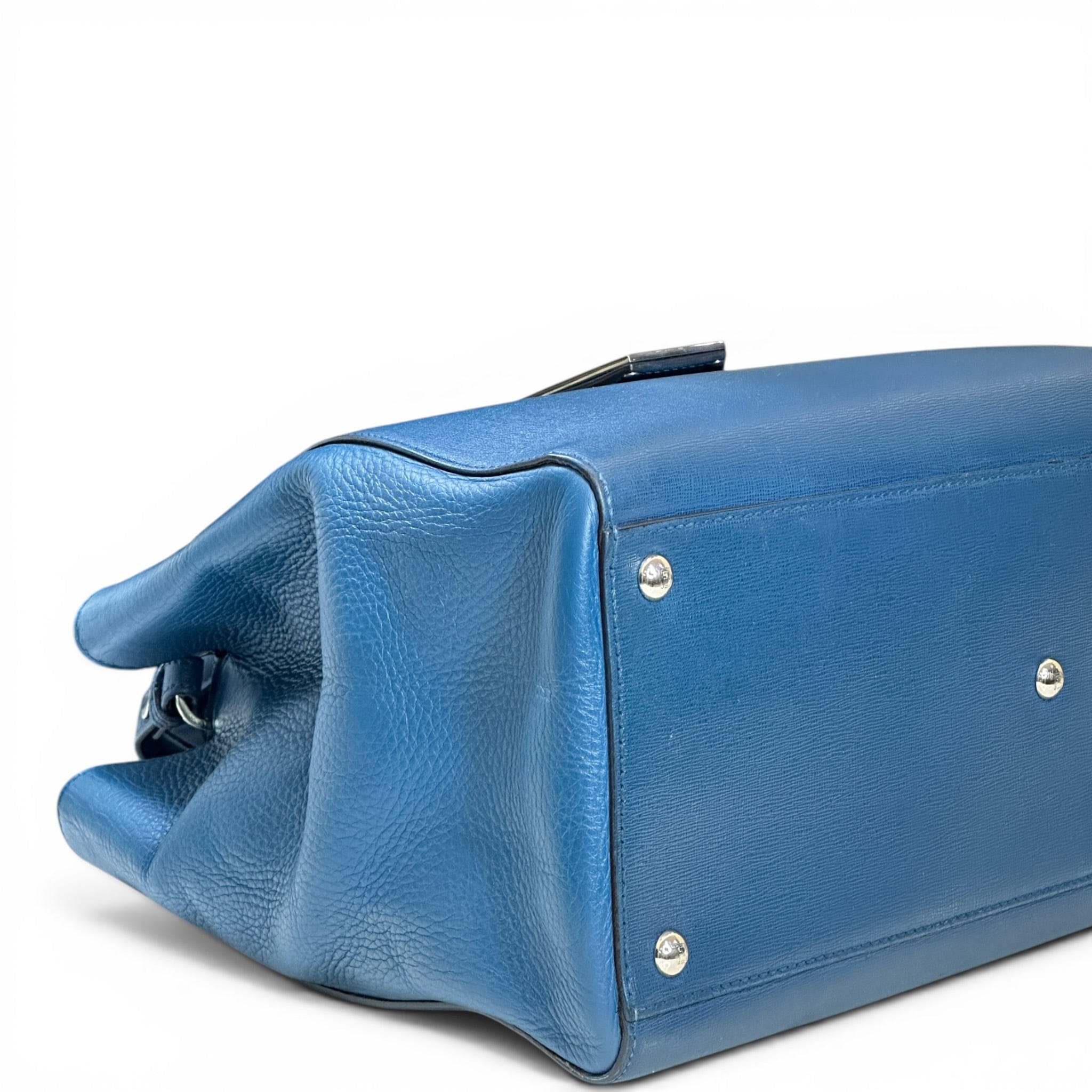 Fendi 2Jours Tote Medium Blue Cobalto Leather