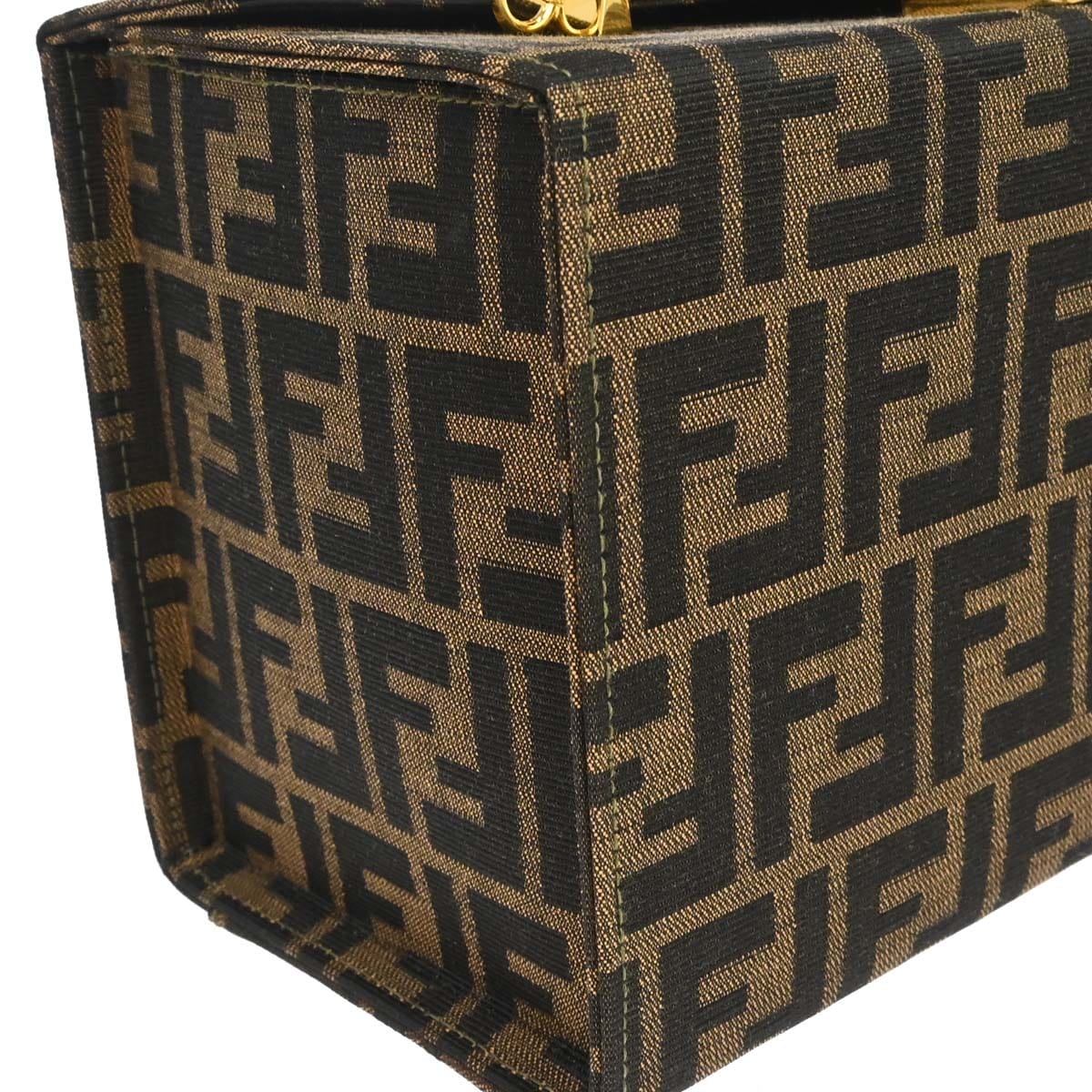 Fendi Brown Canvas Leather Zucca 2way Shoulder Vanity Handbag