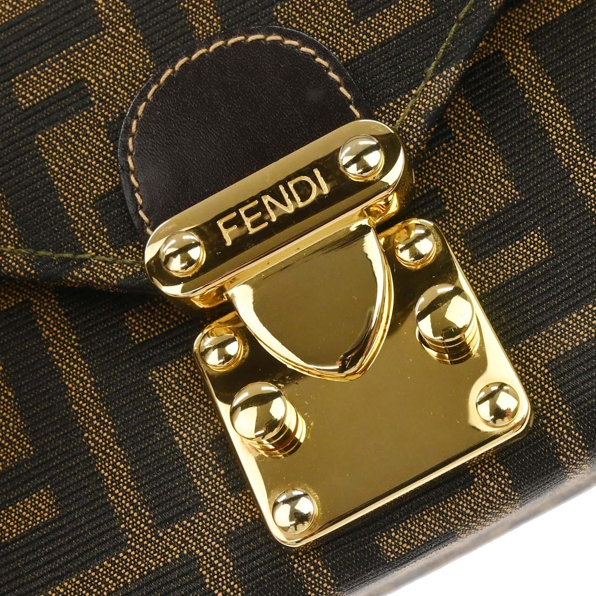 Fendi Brown Canvas Leather Zucca 2way Shoulder Vanity Handbag