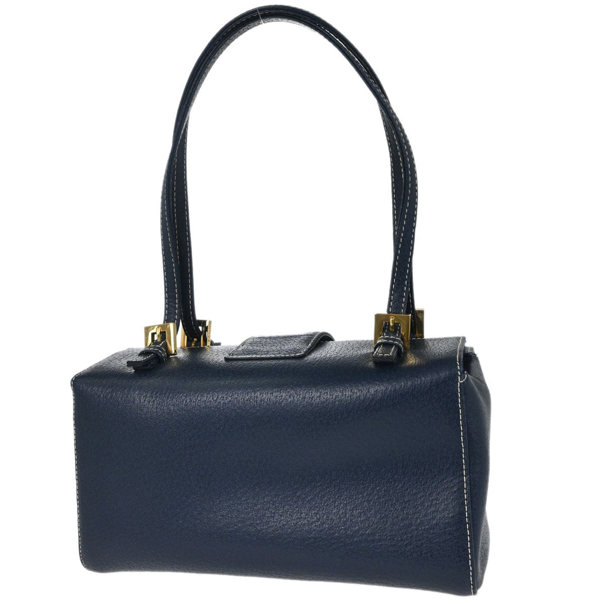 Fendi Blue Leather Baguette Box Handbag
