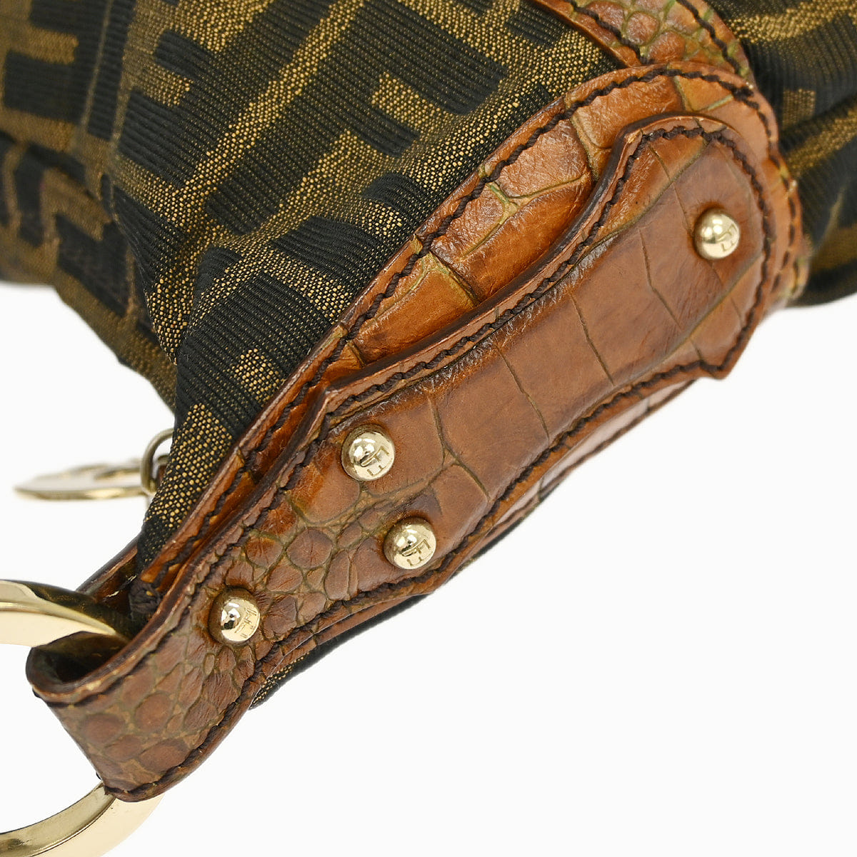 Fendi * Brown Zucca Crocodile Chef Hobo Handbag