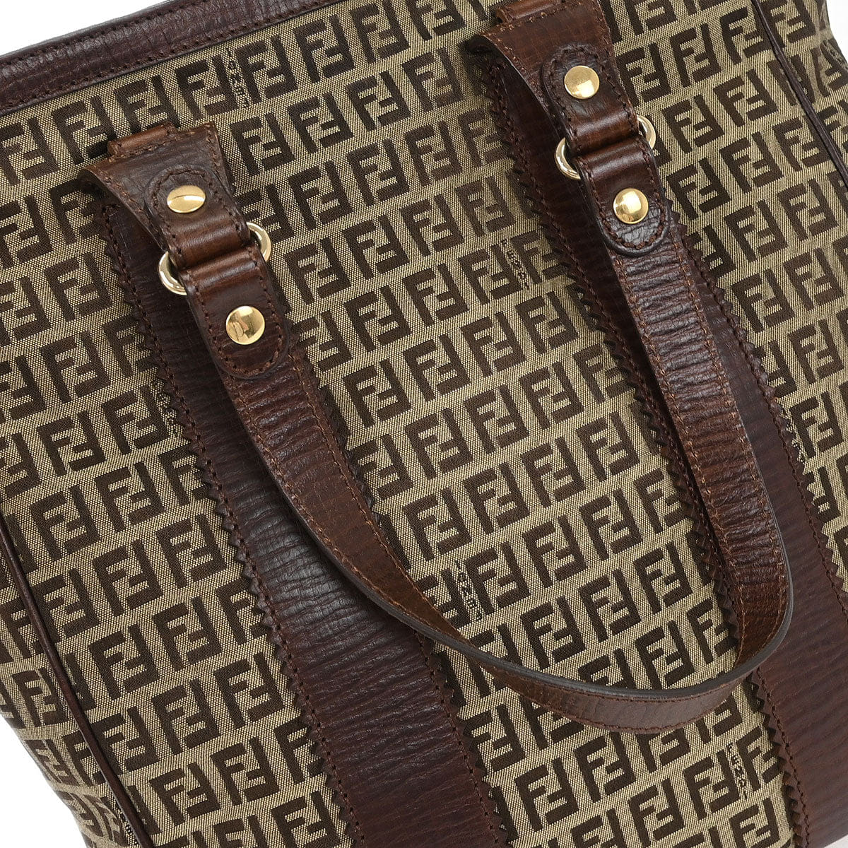Fendi Brown Canvas Zucchino Tote Handbag