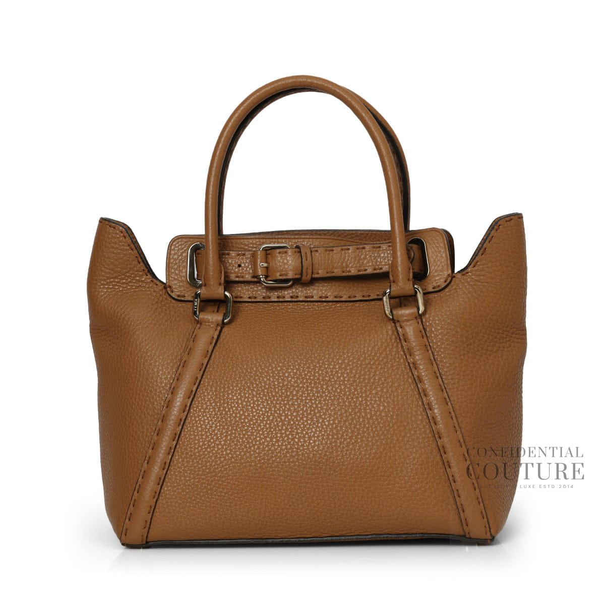 Fendi Brown Pebblled Leather Selleria Tote