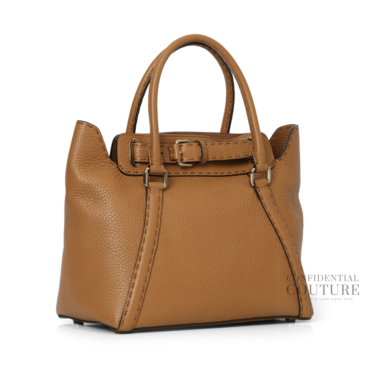 Fendi Brown Pebblled Leather Selleria Tote