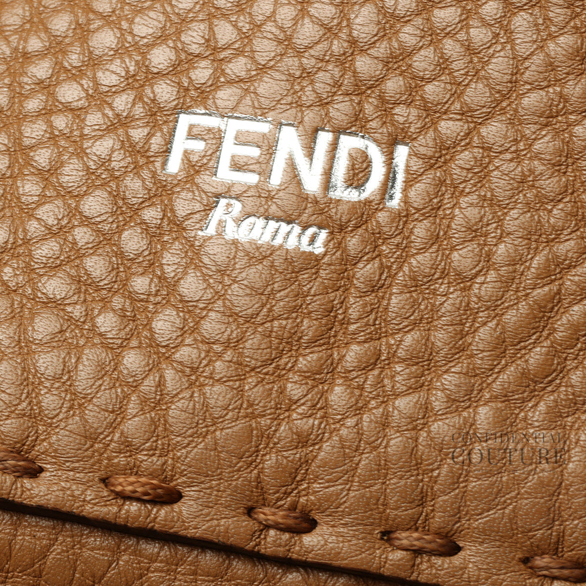 Fendi Brown Pebblled Leather Selleria Tote