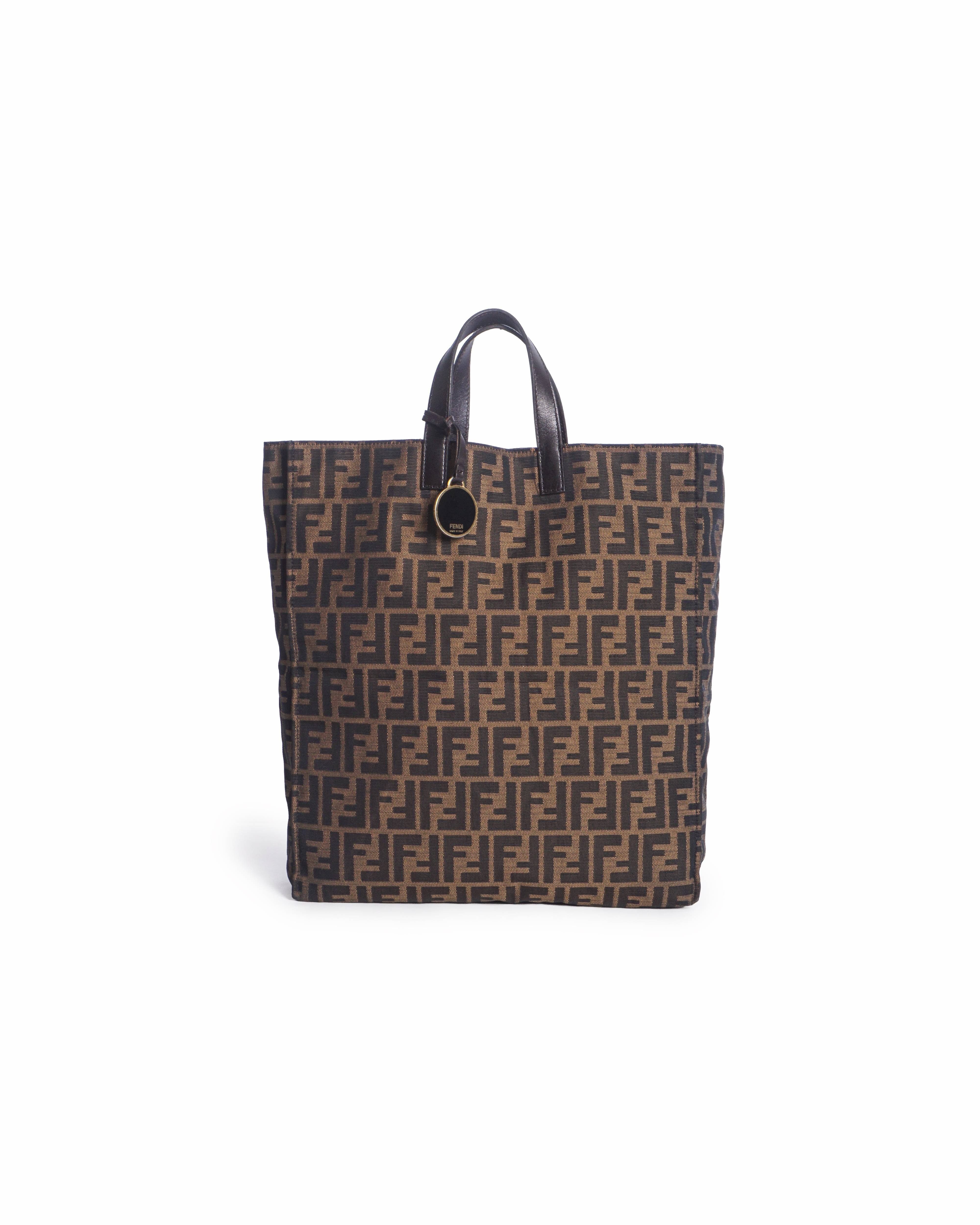 Fendi Medium Zucca Monogram Canvas Shopper Tote