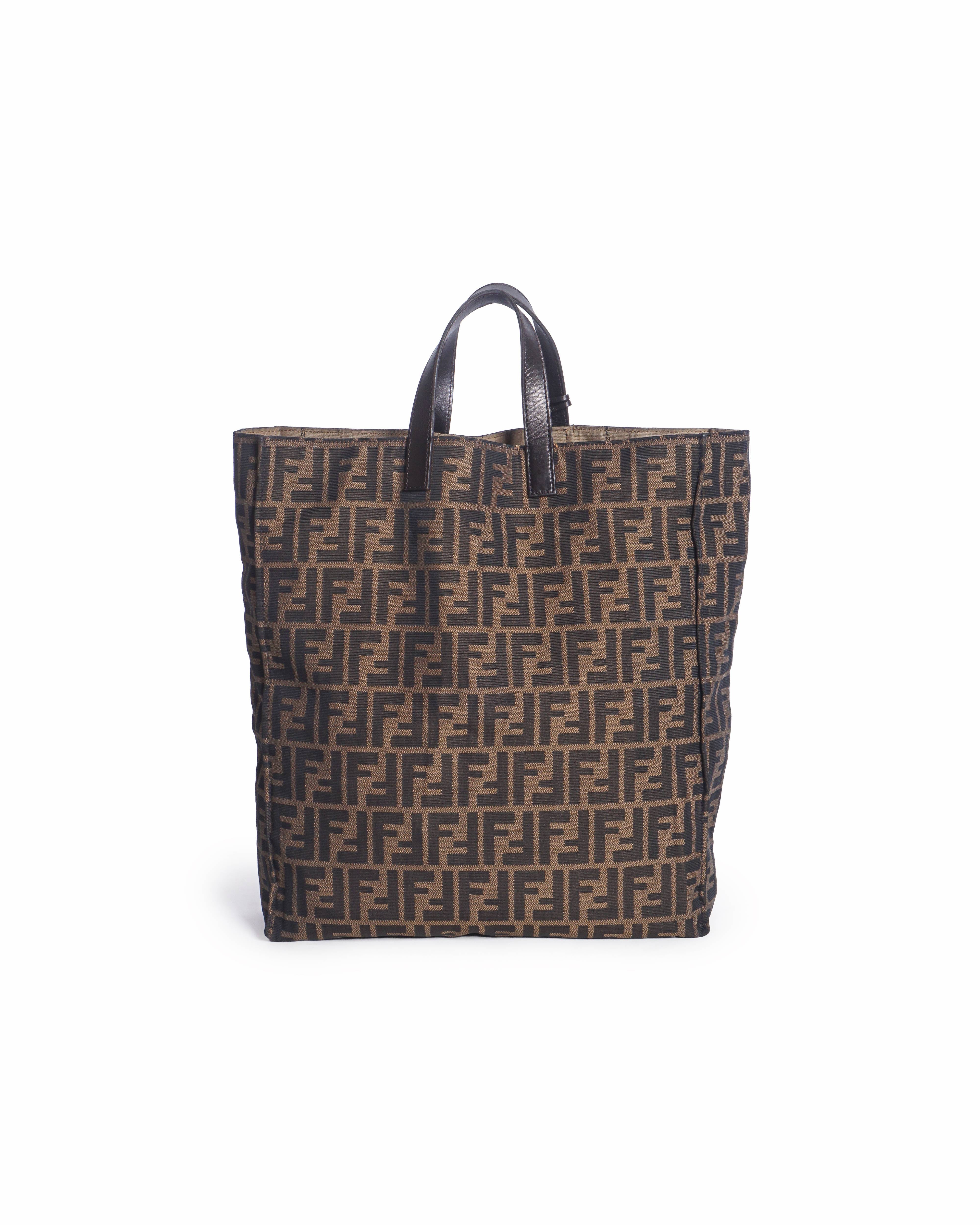 Fendi Medium Zucca Monogram Canvas Shopper Tote
