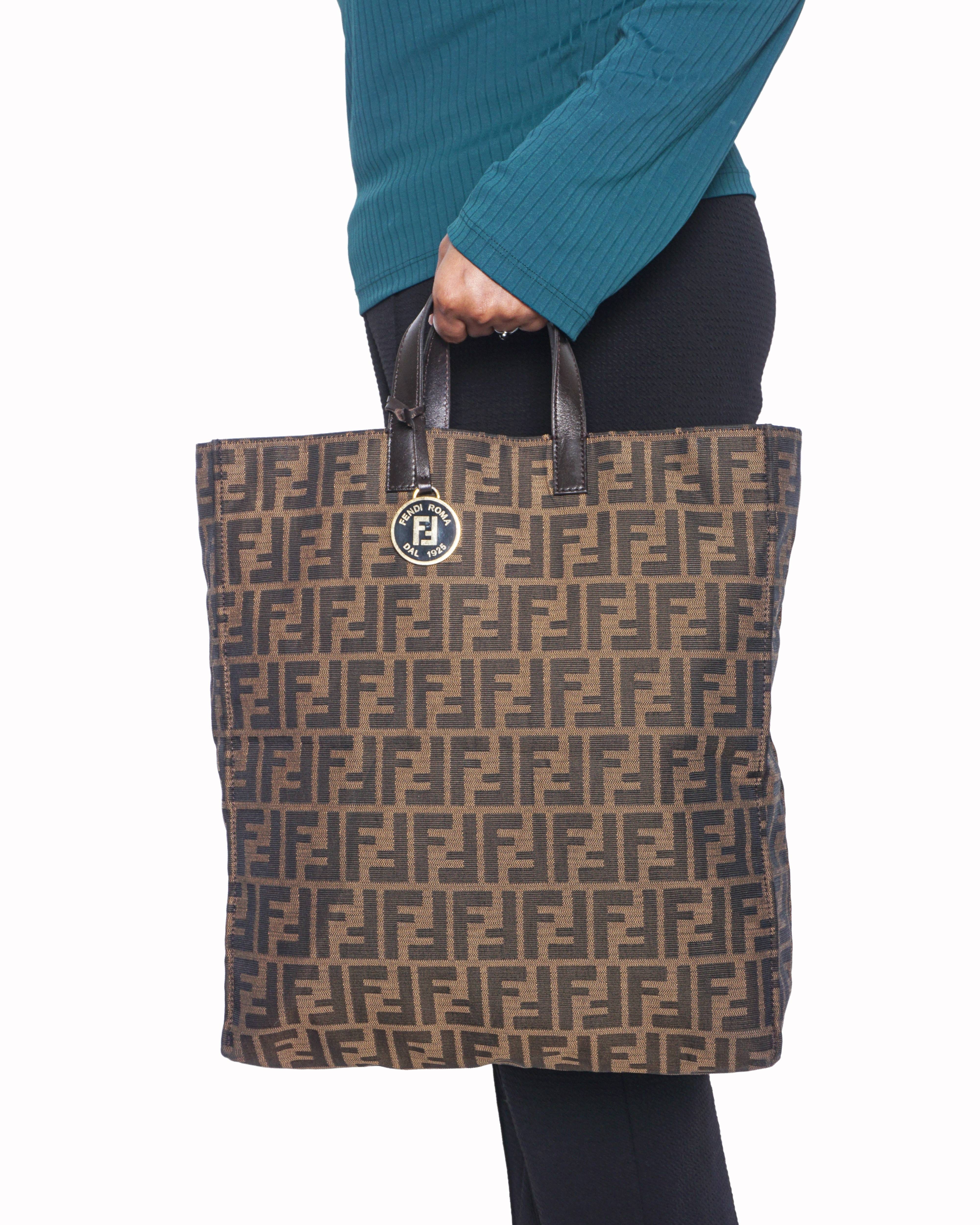 Fendi Medium Zucca Monogram Canvas Shopper Tote