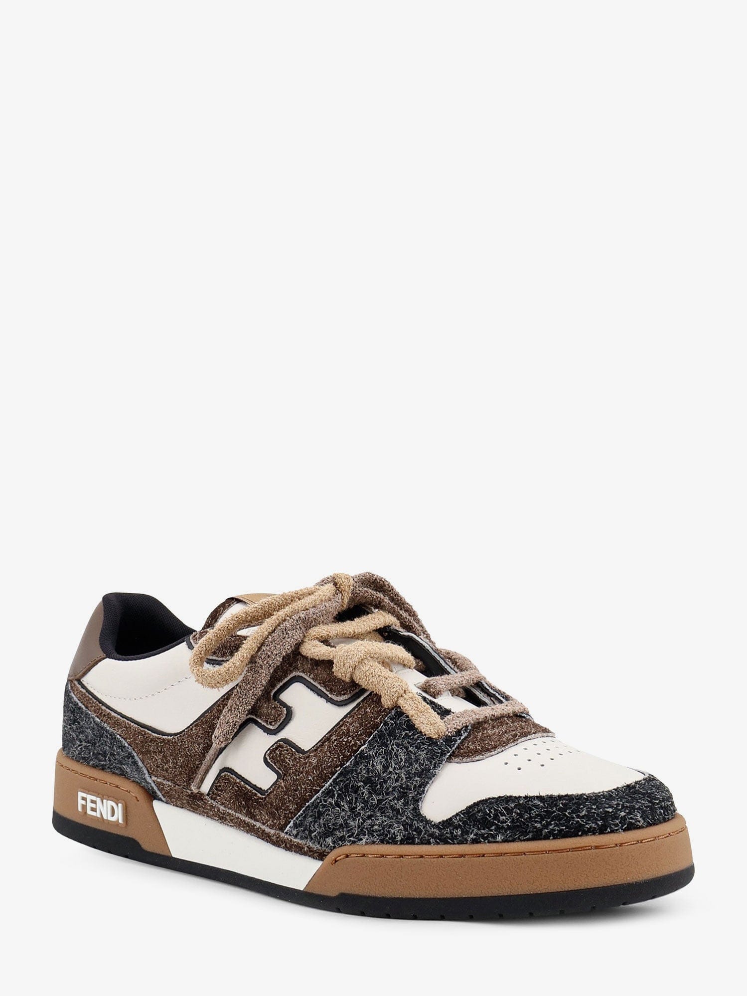 Fendi Sneakers Fendi Match in pelle bianca e suede marrone