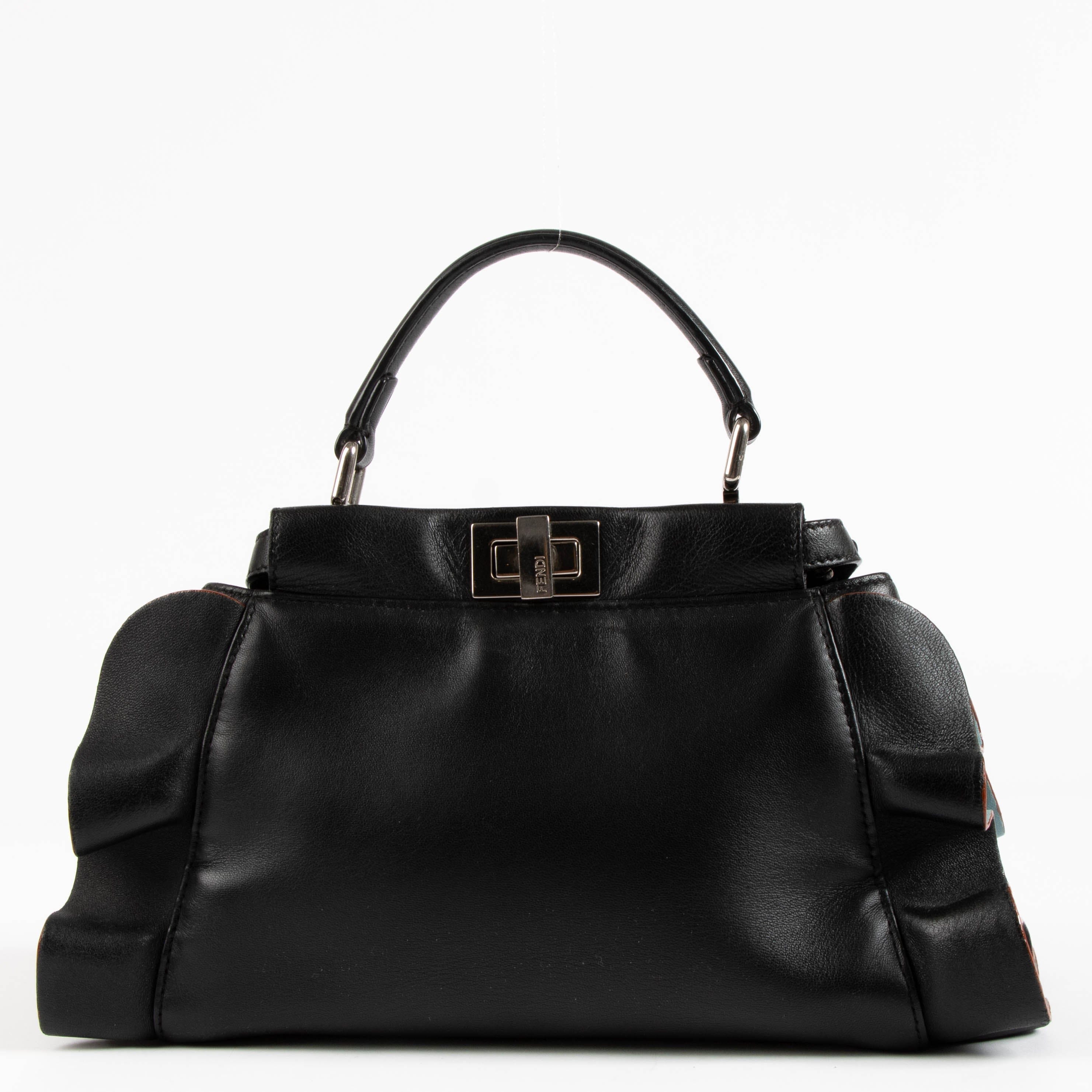 Fendi Black Ruched Mini Peekaboo Bag