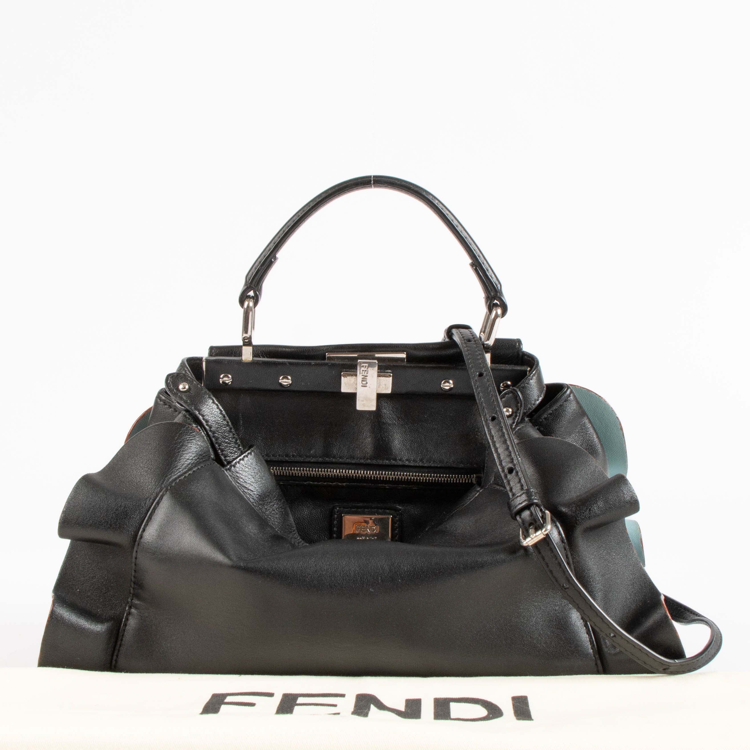Fendi Black Ruched Mini Peekaboo Bag