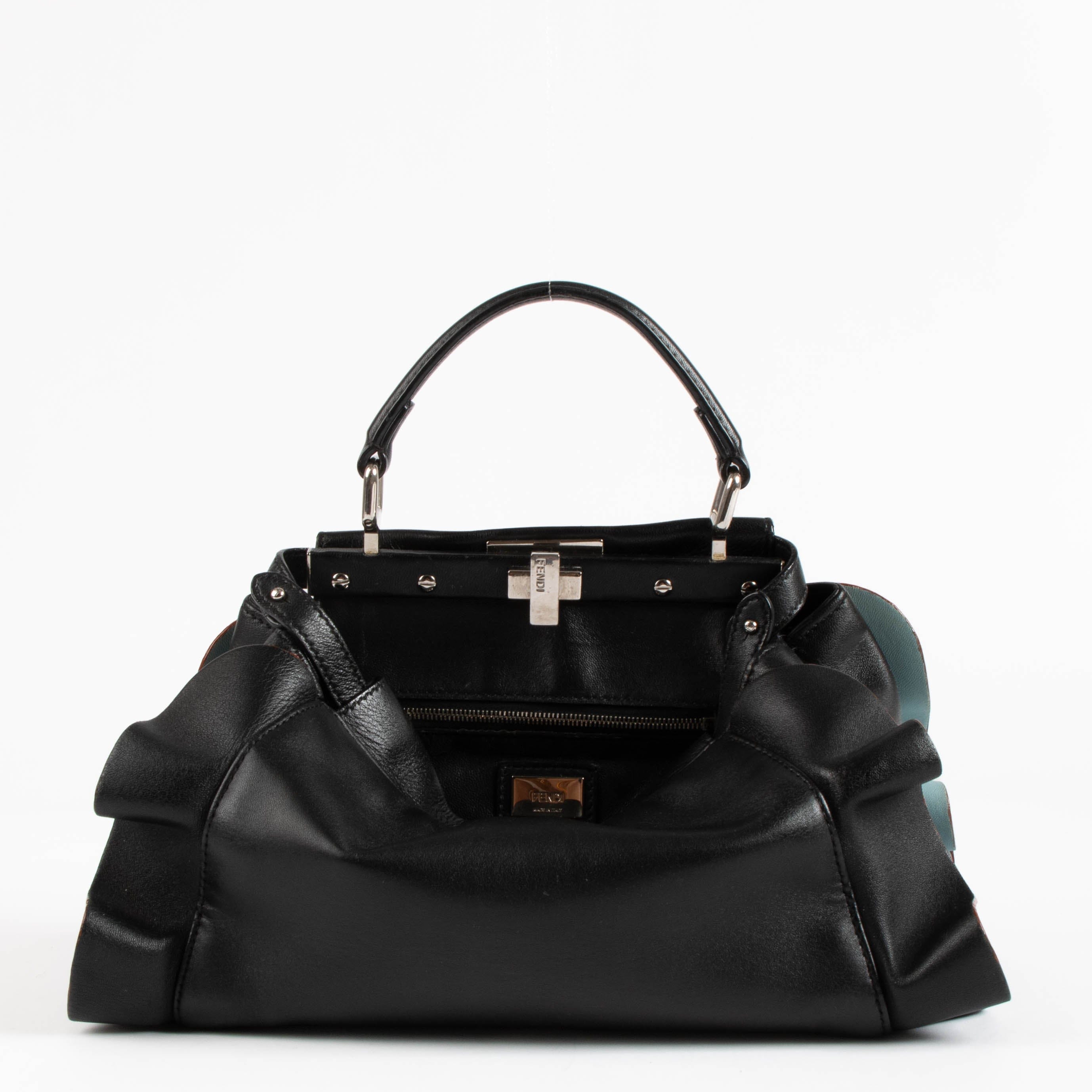Fendi Black Ruched Mini Peekaboo Bag