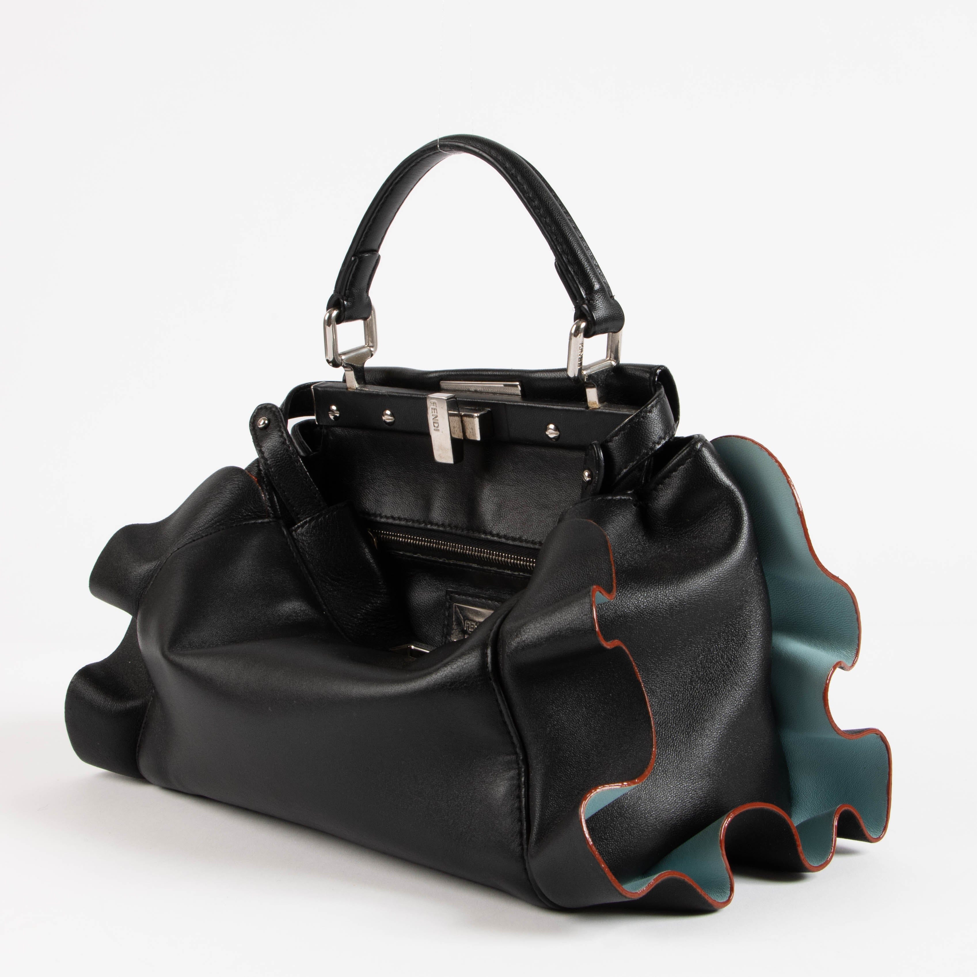 Fendi Black Ruched Mini Peekaboo Bag