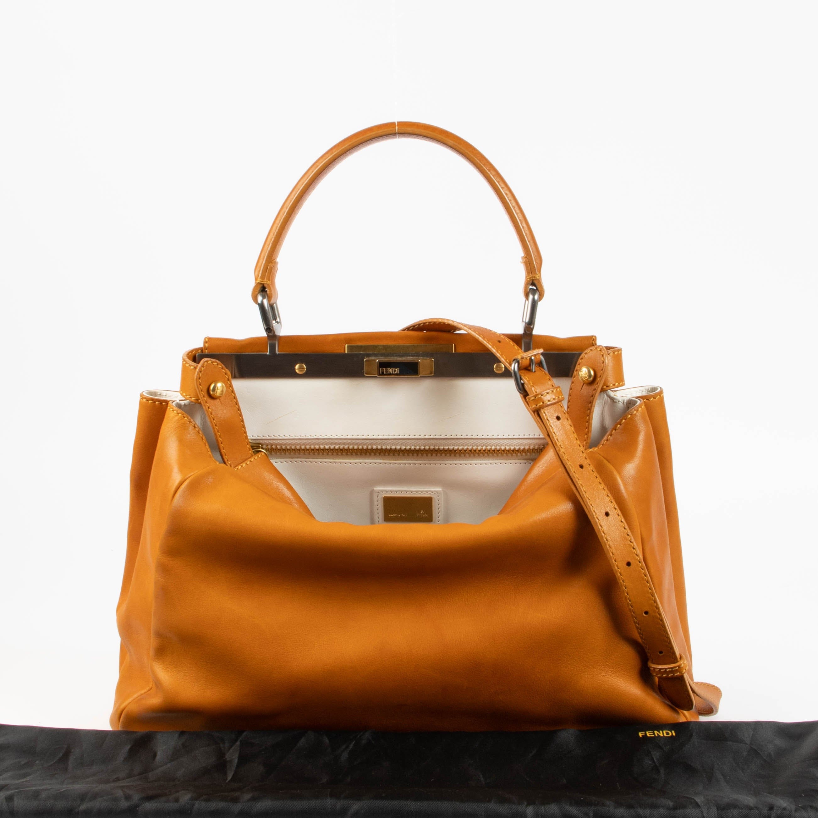 Fendi Orange Leather Medium Peekaboo Bag
