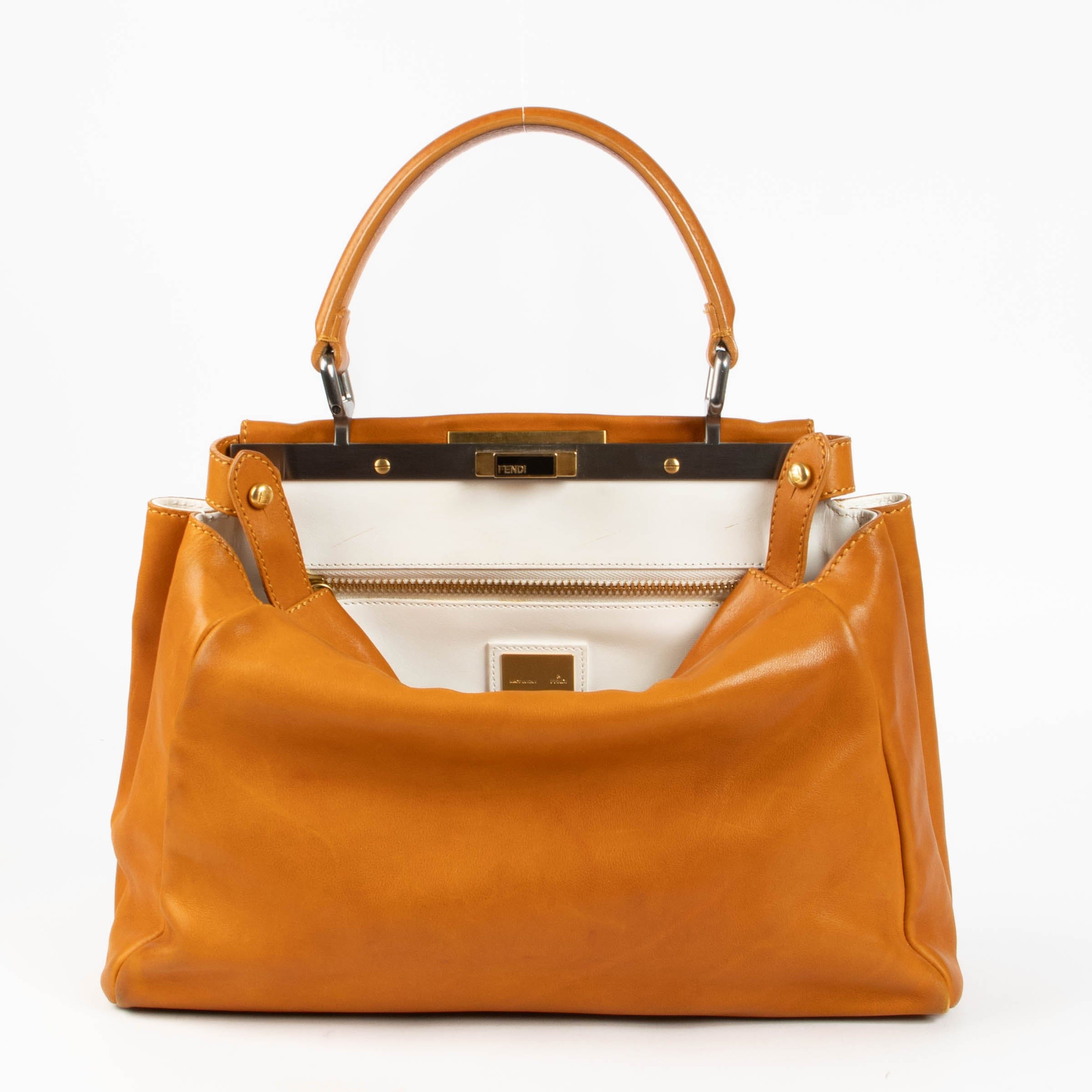 Fendi Orange Leather Medium Peekaboo Bag