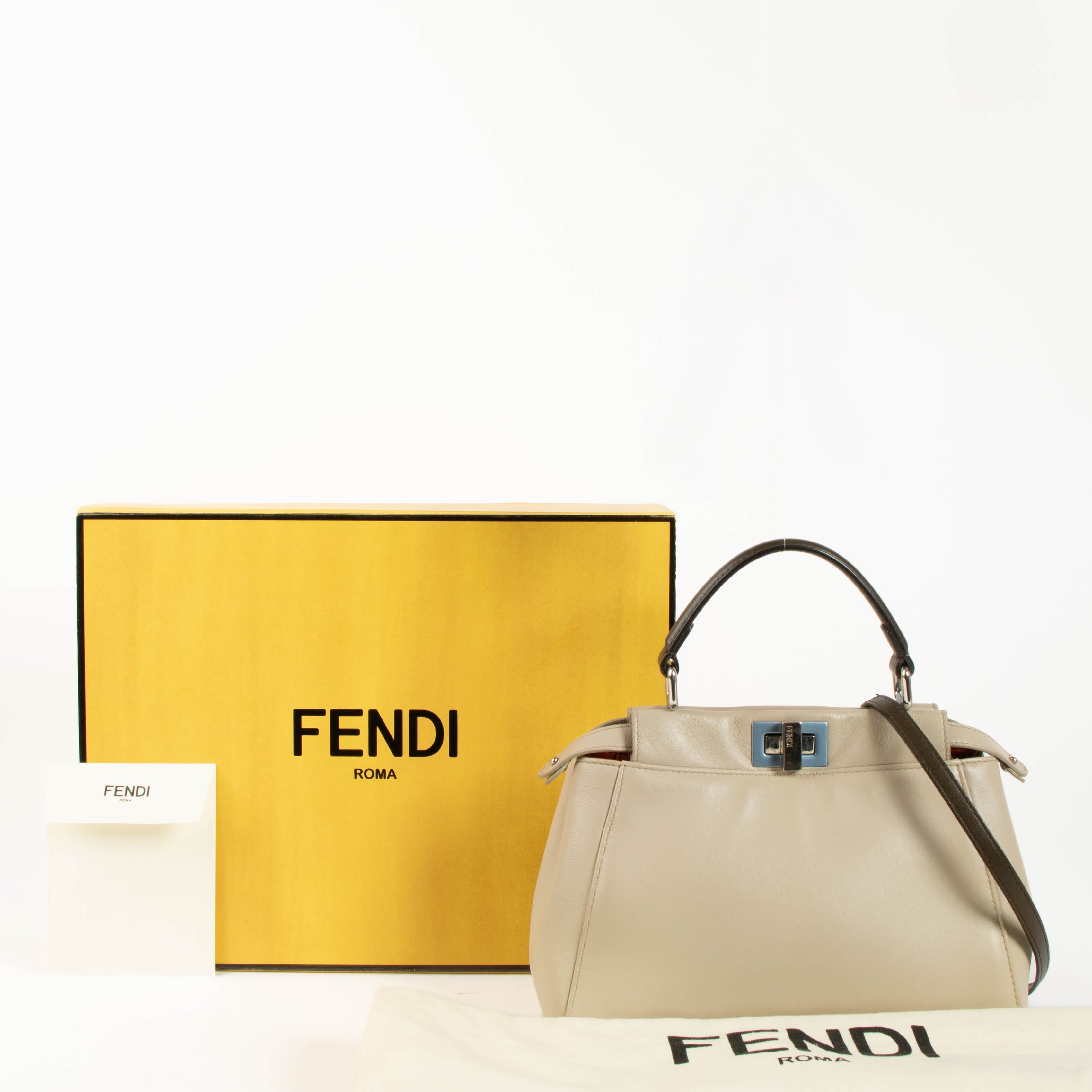 Fendi Beige Leather Mini Peekaboo Bag