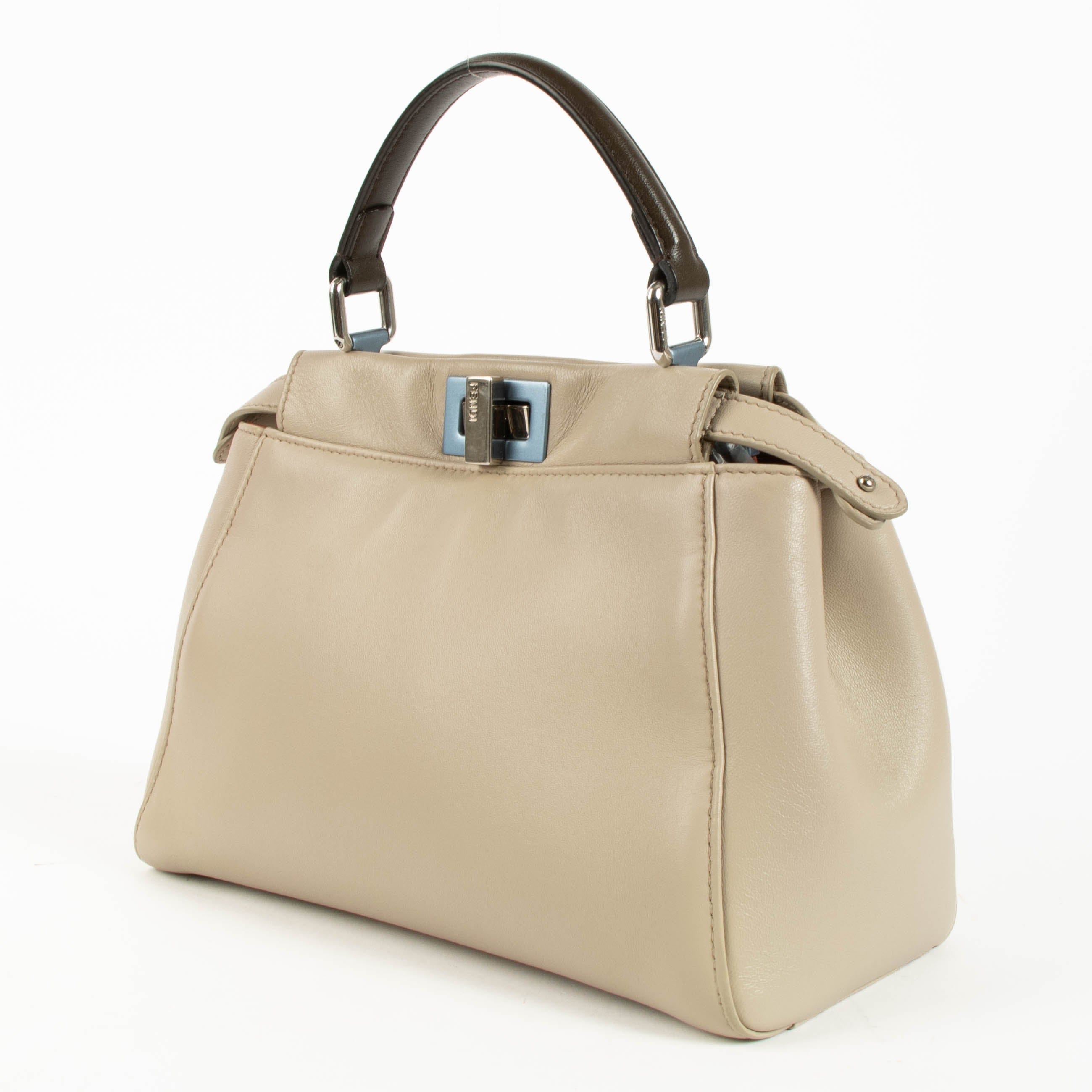 Fendi Beige Leather Mini Peekaboo Bag
