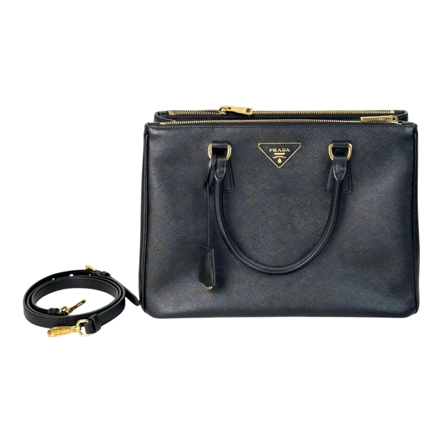 Prada Black Small Saffiano Bag with Strap