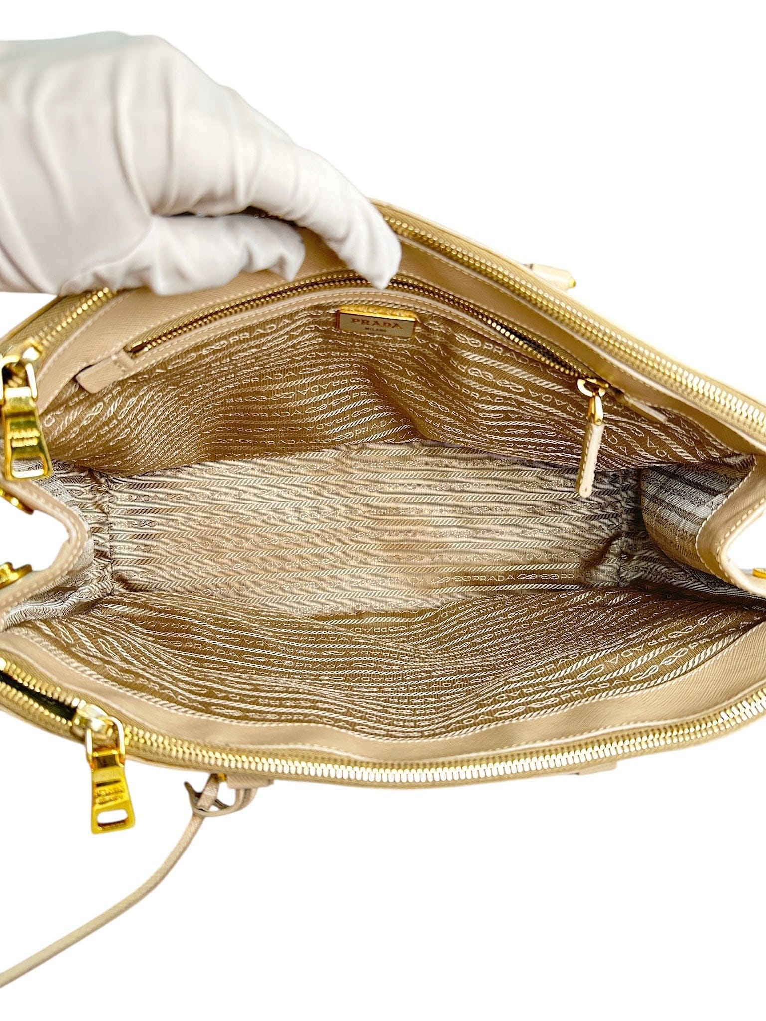 Prada Large Nude Saffiano Bag