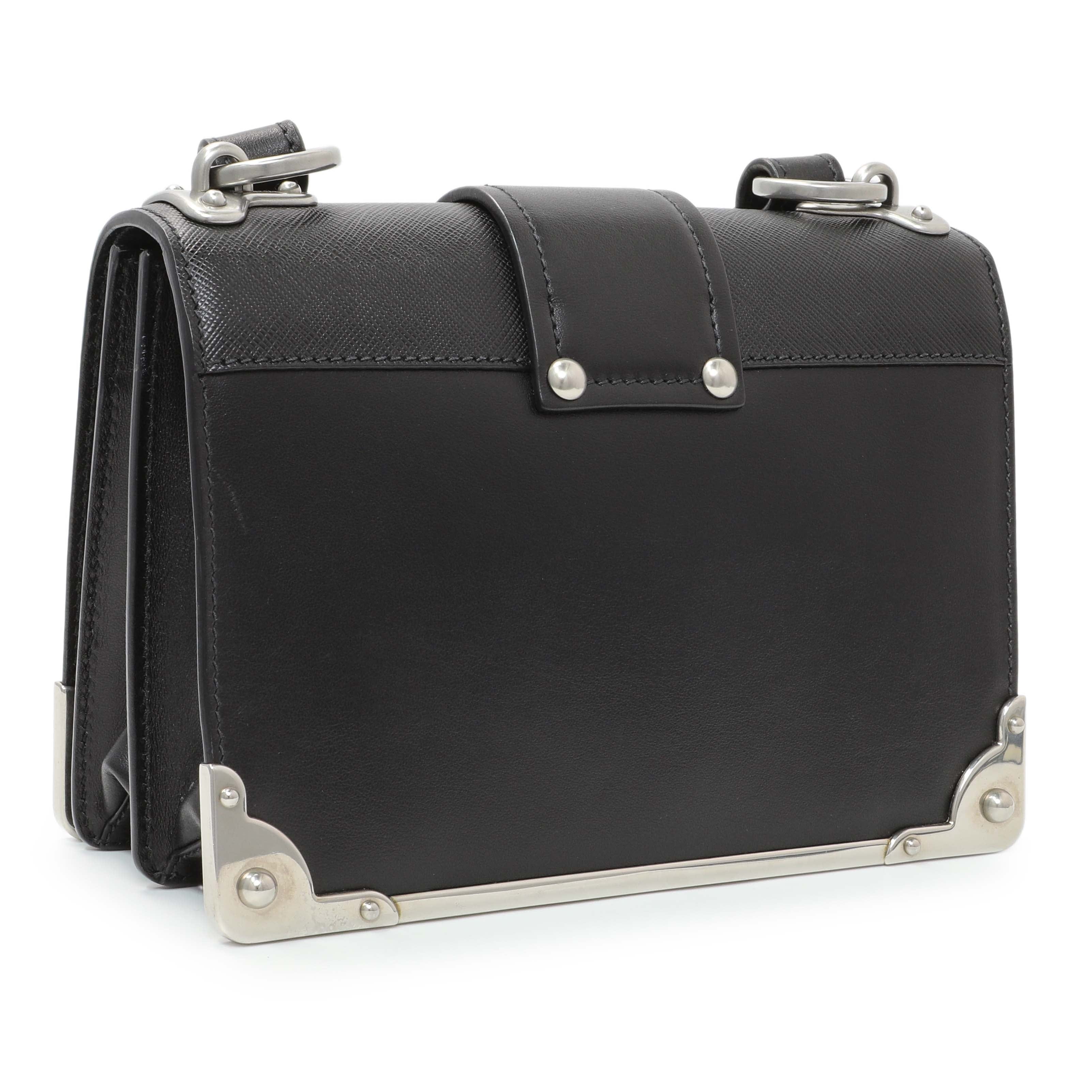 Prada Black City Calf Saffiano Cahier Bag