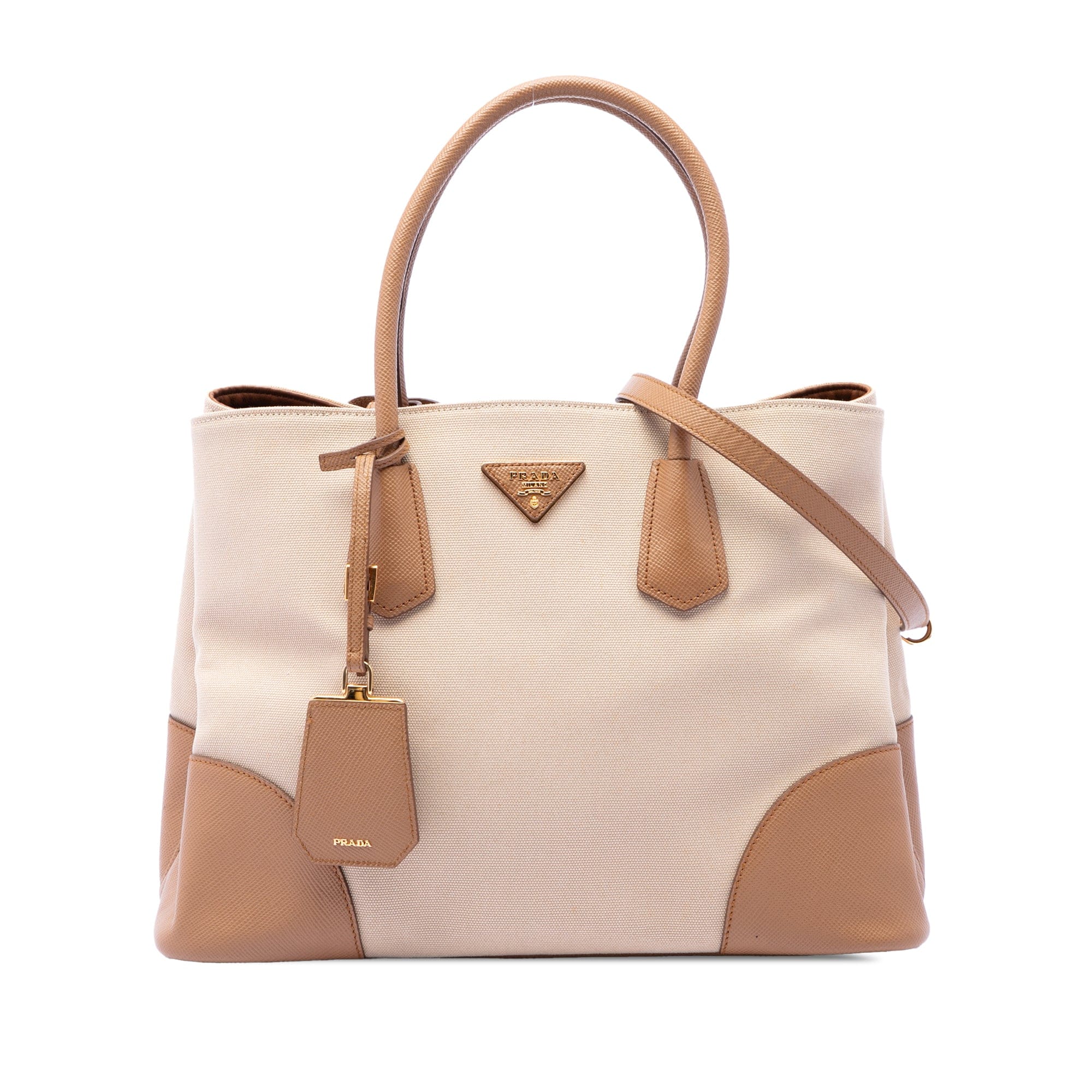 Prada Medium Canvas and Saffiano Cuir Double Satchel