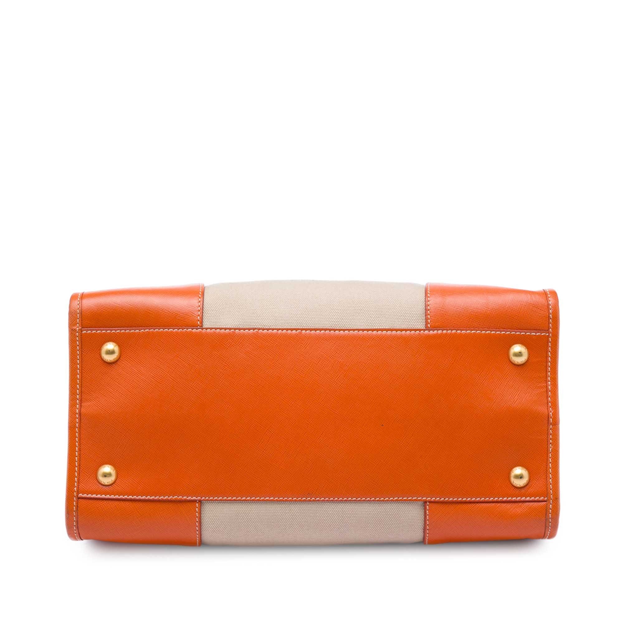 Prada Saffiano Trimmed Canvas Canapa Satchel