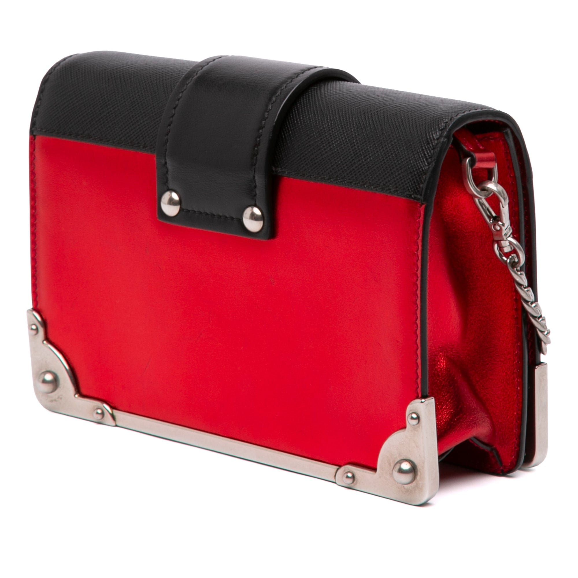 Prada Saffiano Trimmed Metallic Vitello Cahier Bag
