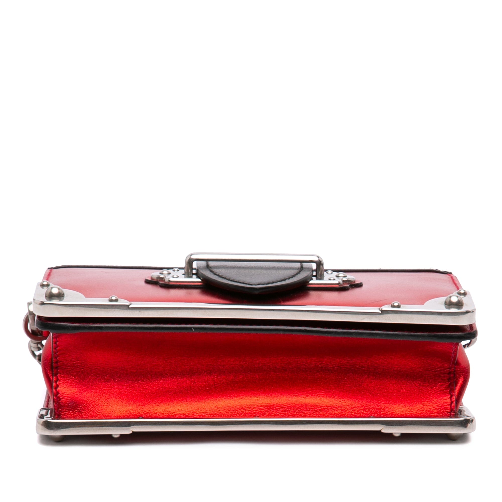 Prada Saffiano Trimmed Metallic Vitello Cahier Bag