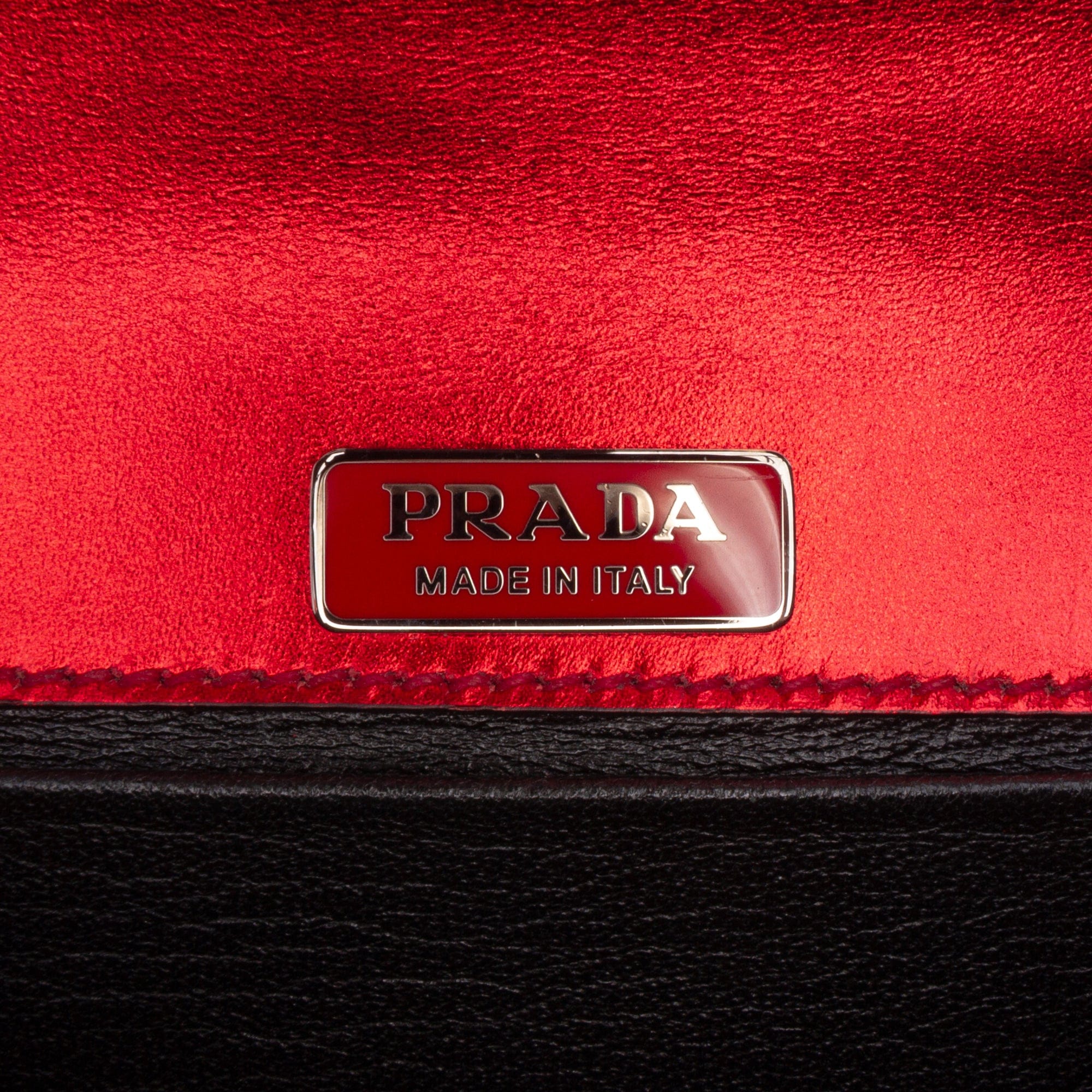 Prada Saffiano Trimmed Metallic Vitello Cahier Bag