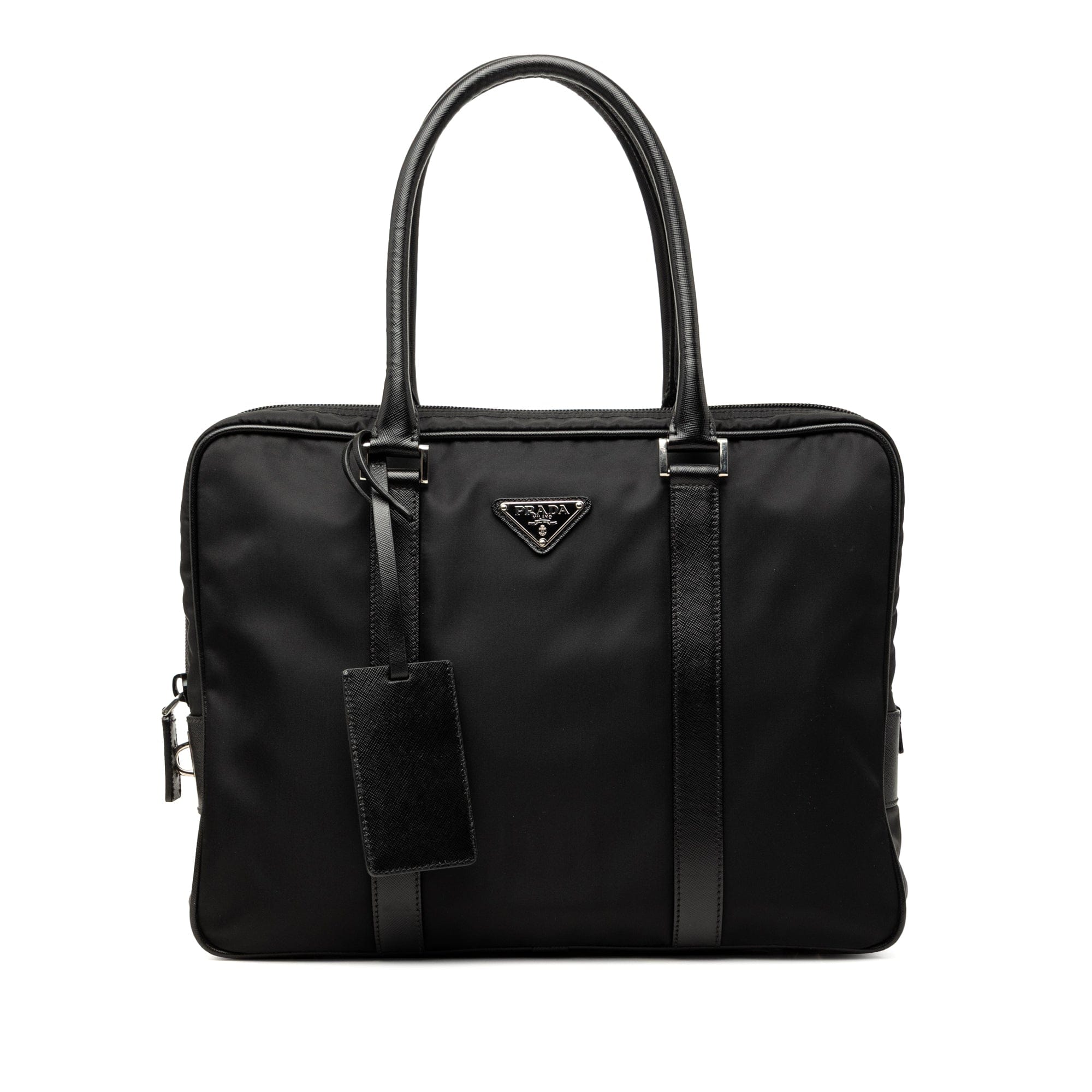 Prada Saffiano Trimmed Tessuto Business Bag
