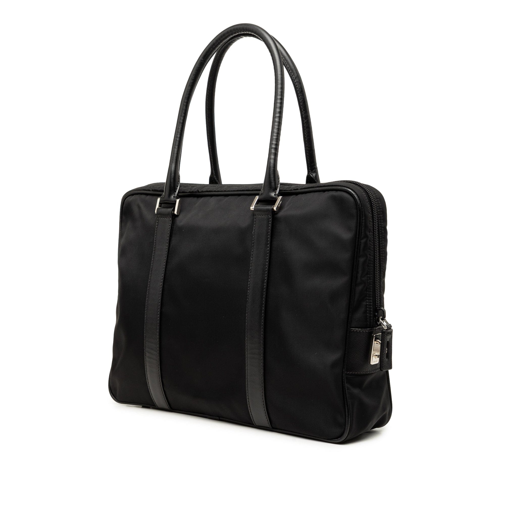 Prada Saffiano Trimmed Tessuto Business Bag