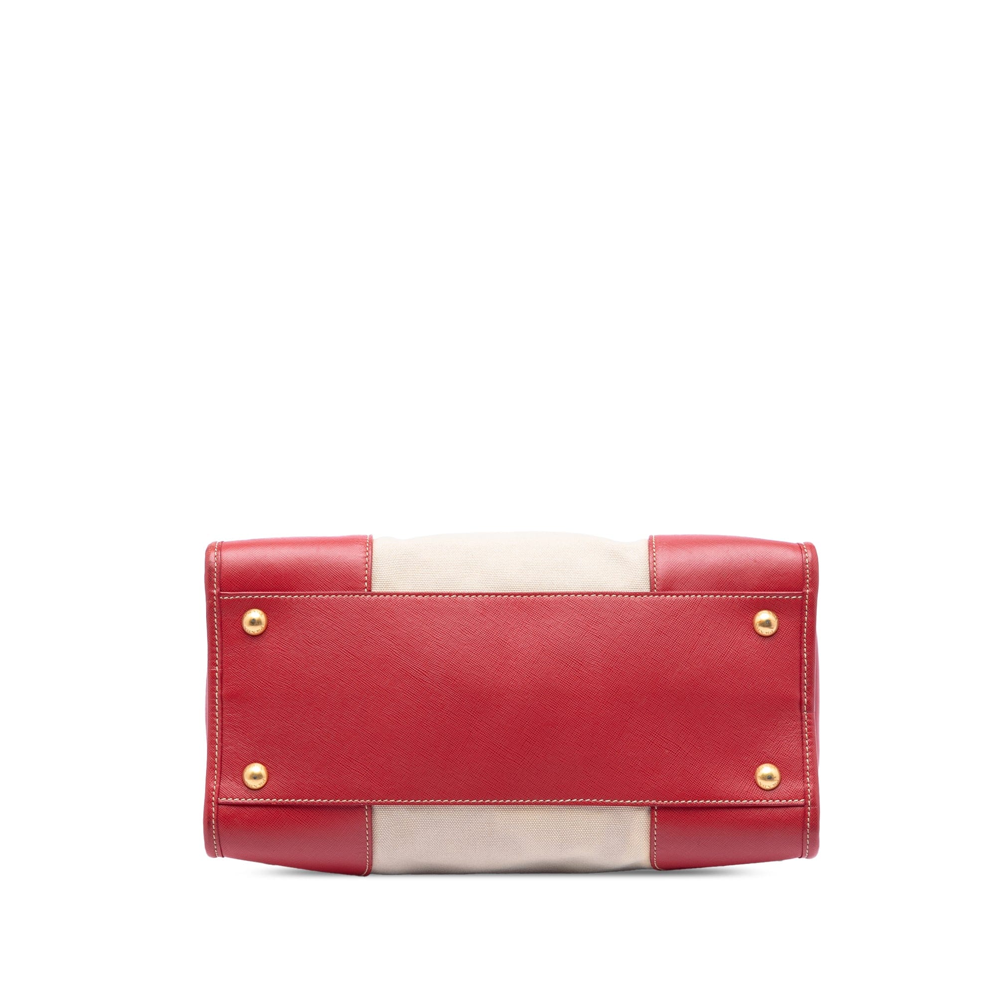 Prada Saffiano Trimmed Canvas Canapa Logo Satchel