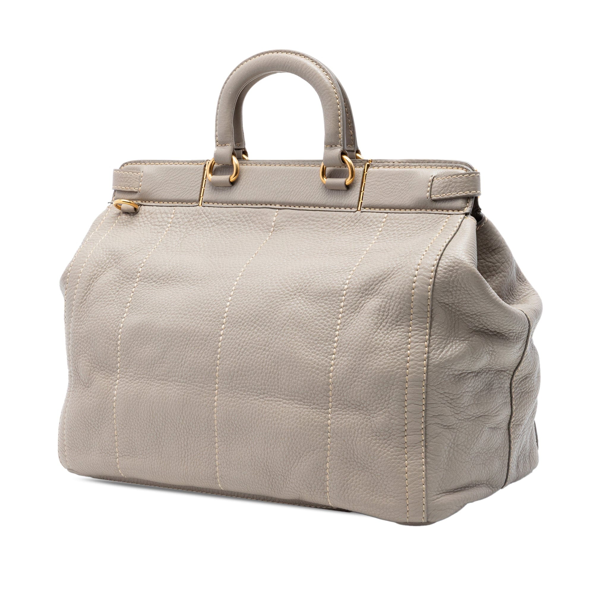 Prada Vitello Daino Canapa Logo Frame Satchel