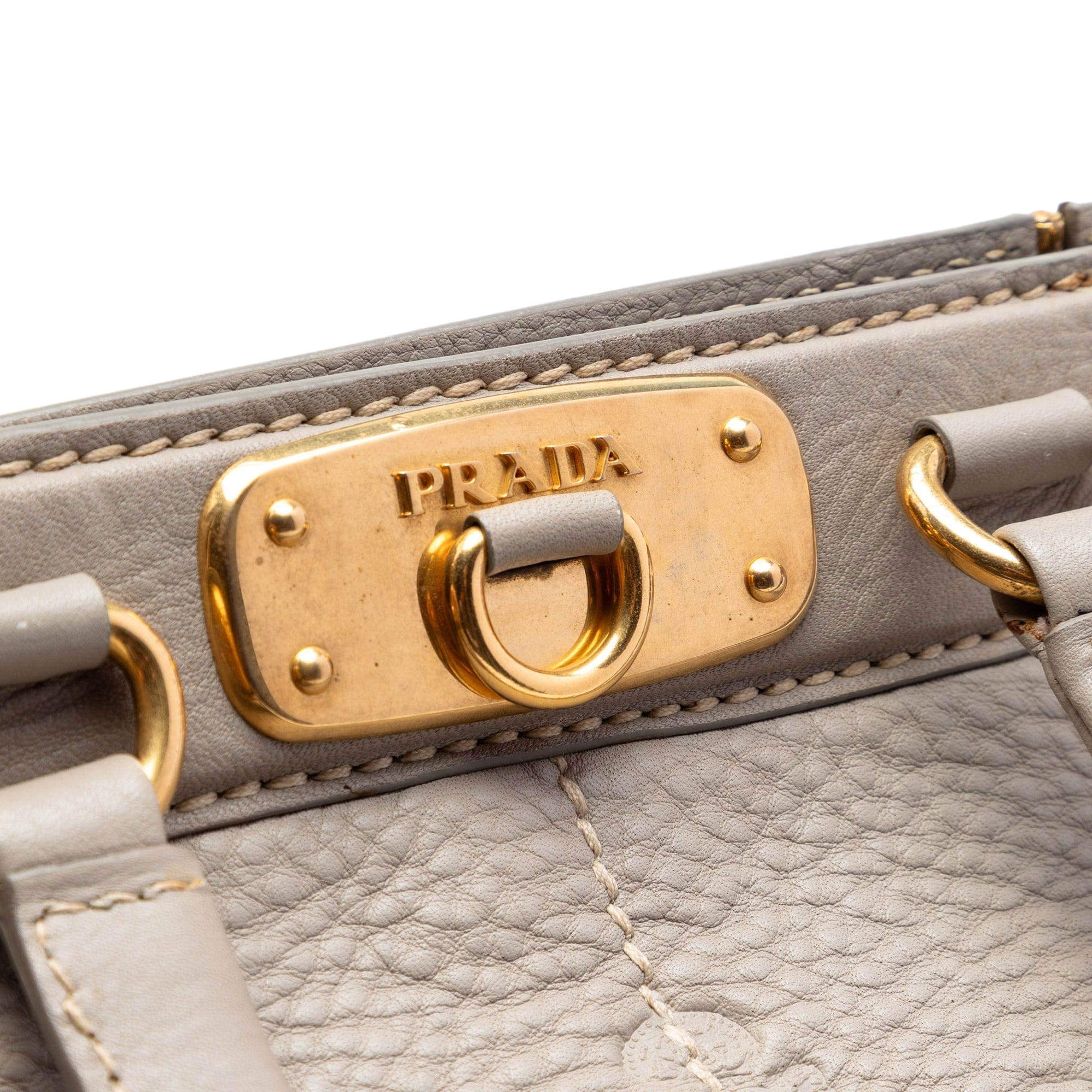 Prada Vitello Daino Canapa Logo Frame Satchel