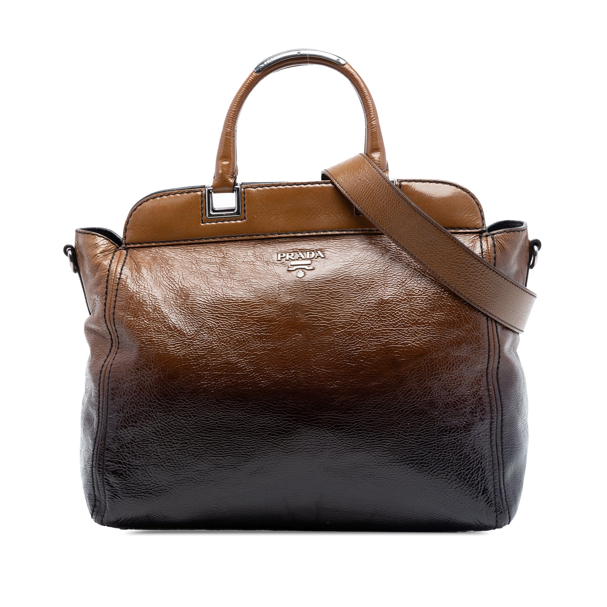 Prada Sfumato Vernice Naplak Frame Satchel