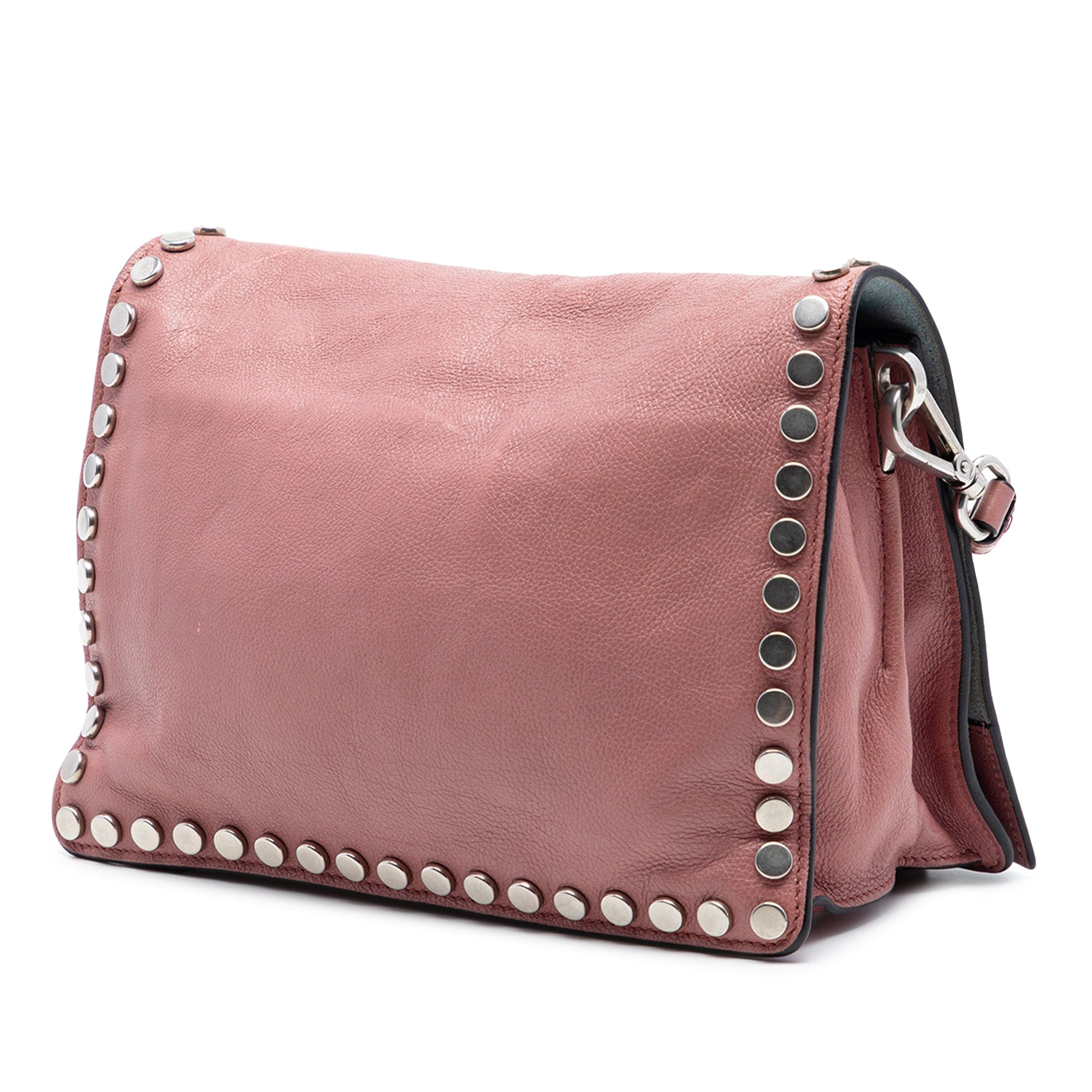 Prada Glace Calfskin Studded Etiquette Flap