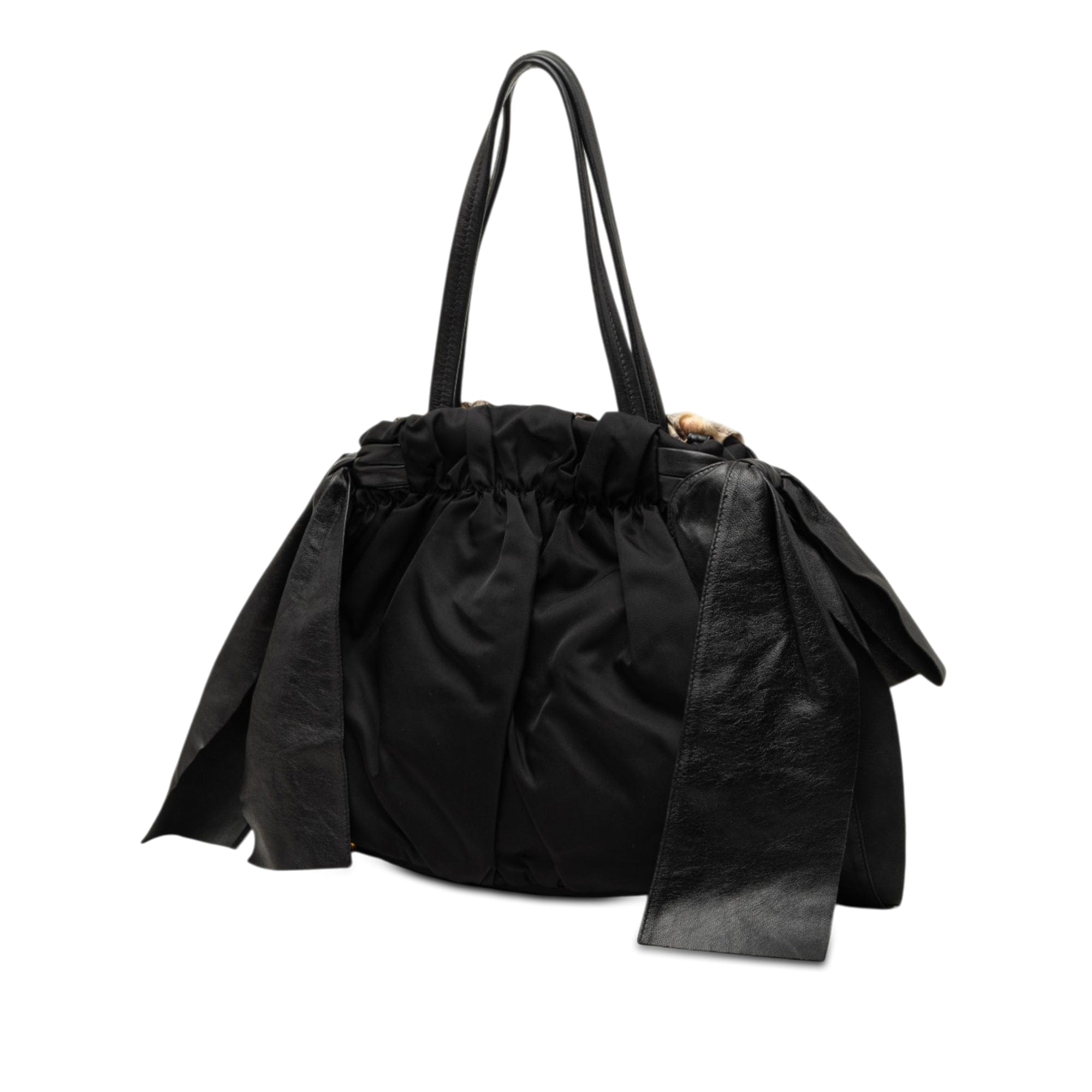 Prada Tessuto Python Print Bow Satchel