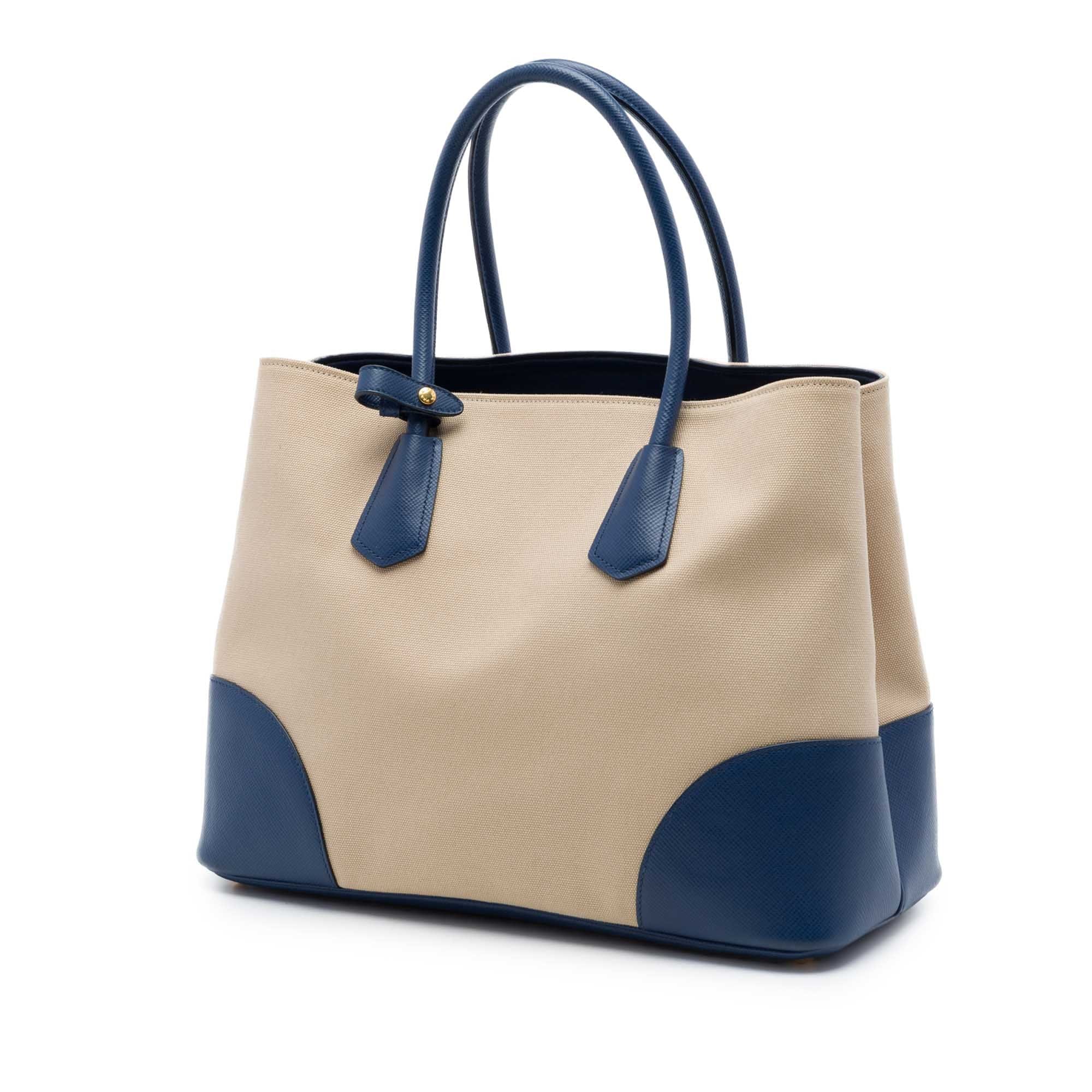 Prada Large Canapa and Saffiano Double Satchel