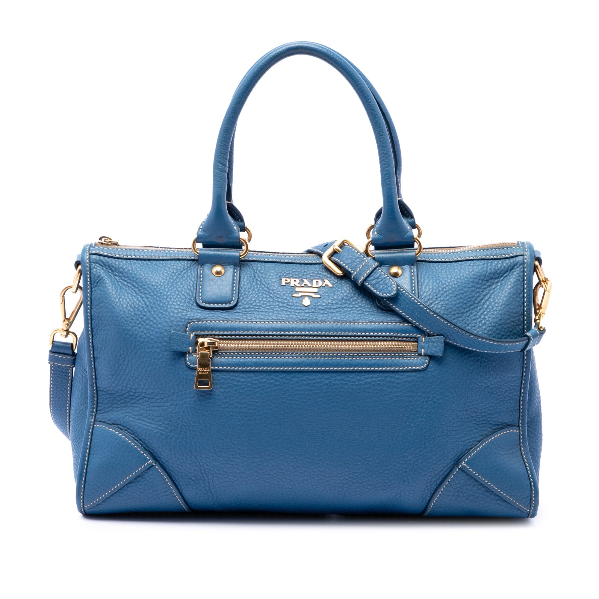 Prada Vitello Daino Zip Top Satchel